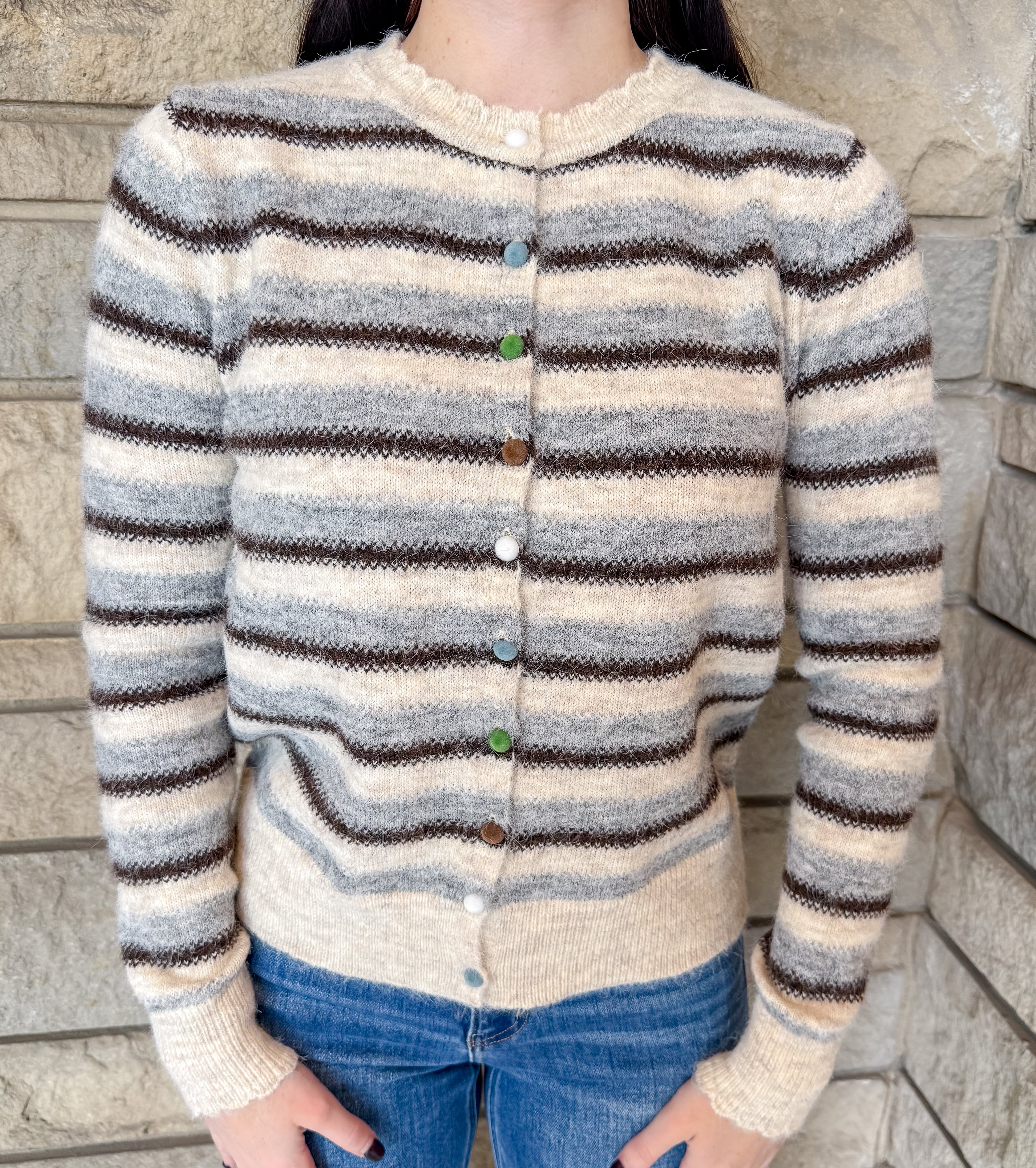 Fern Multi Color Striped Cardi