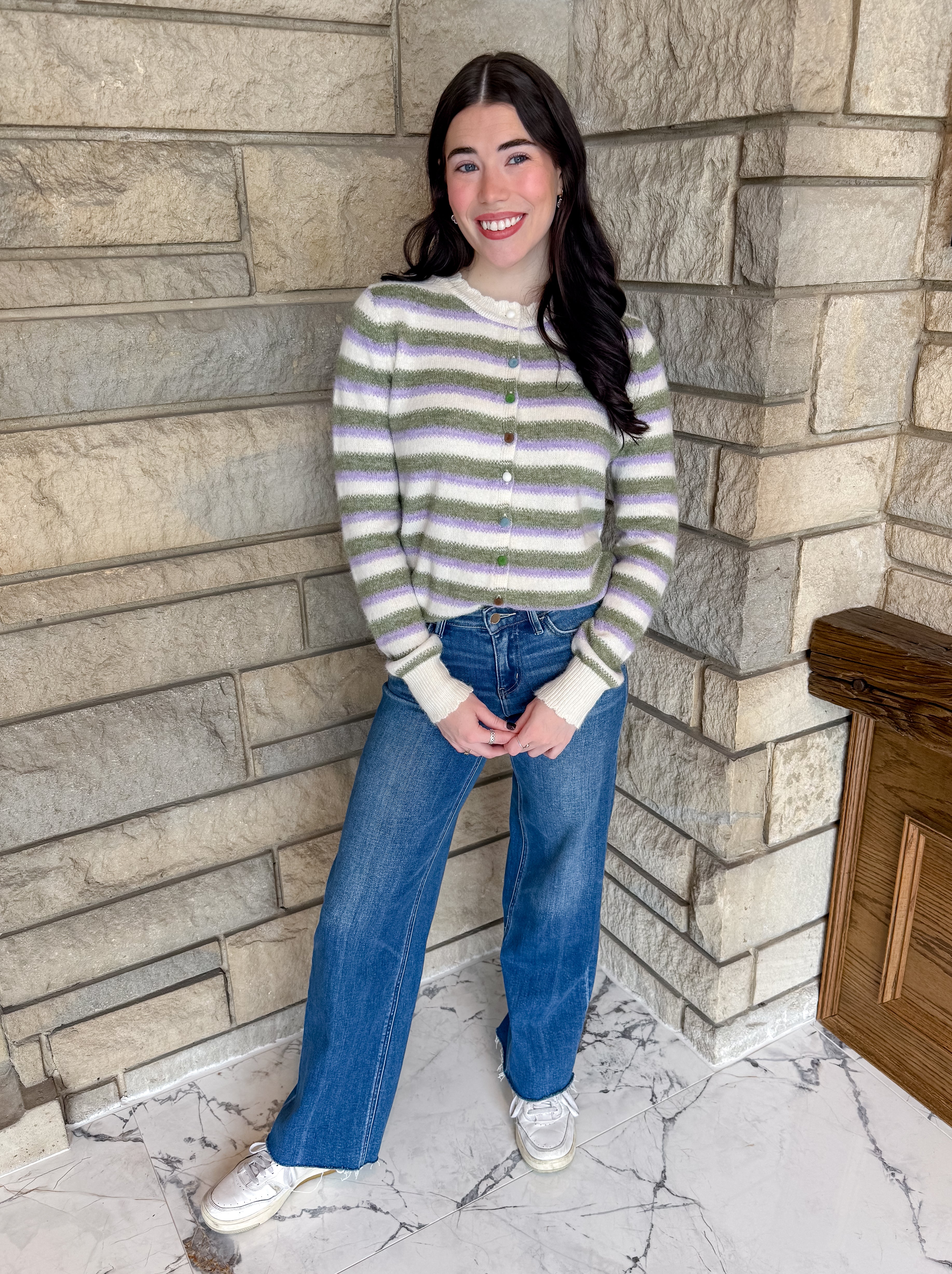 Fern Multi Color Striped Cardi
