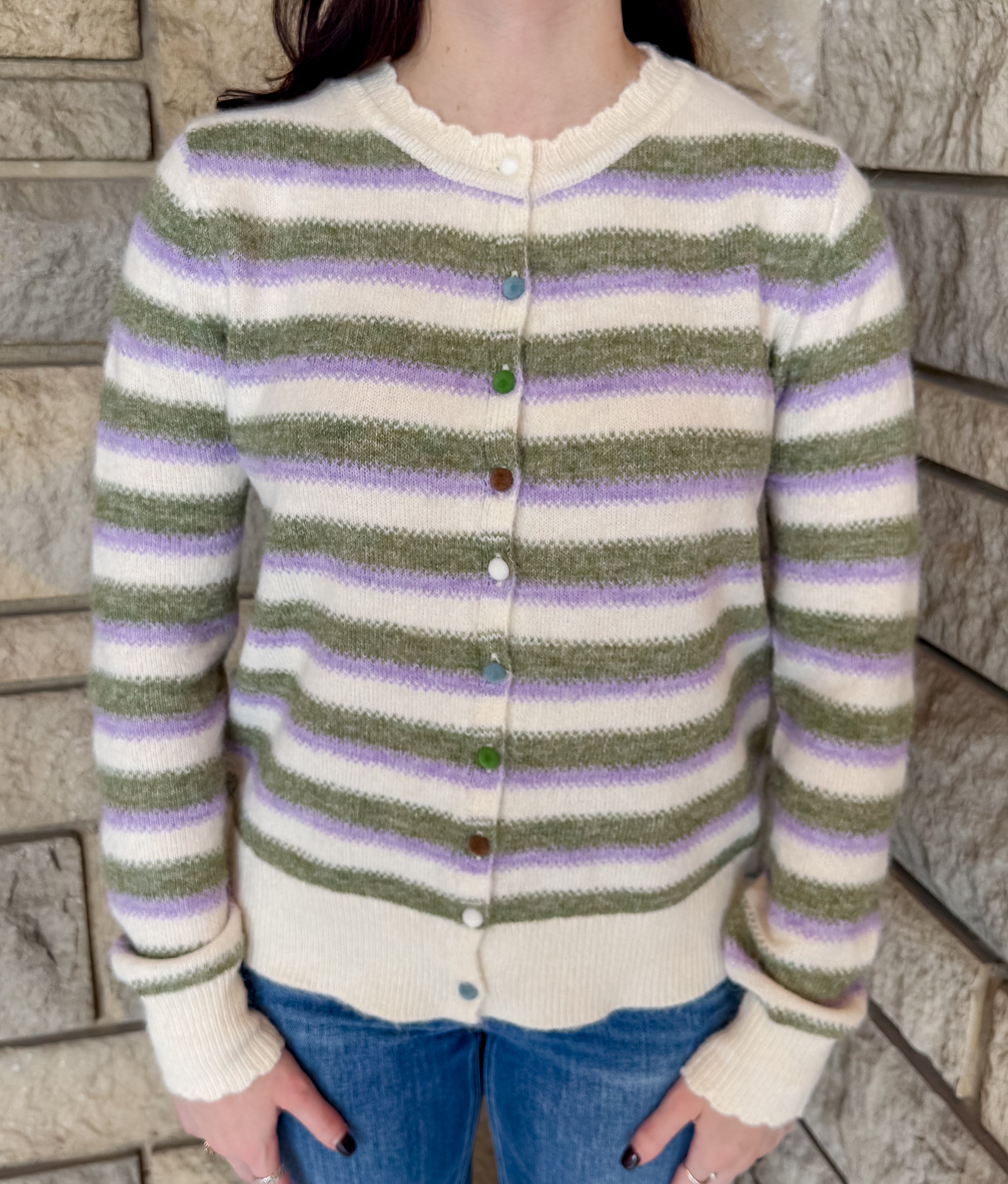 Fern Multi Color Striped Cardi