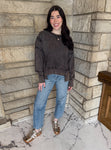 vintage washed black long sleeve tshirt with exposed seams uneven hem