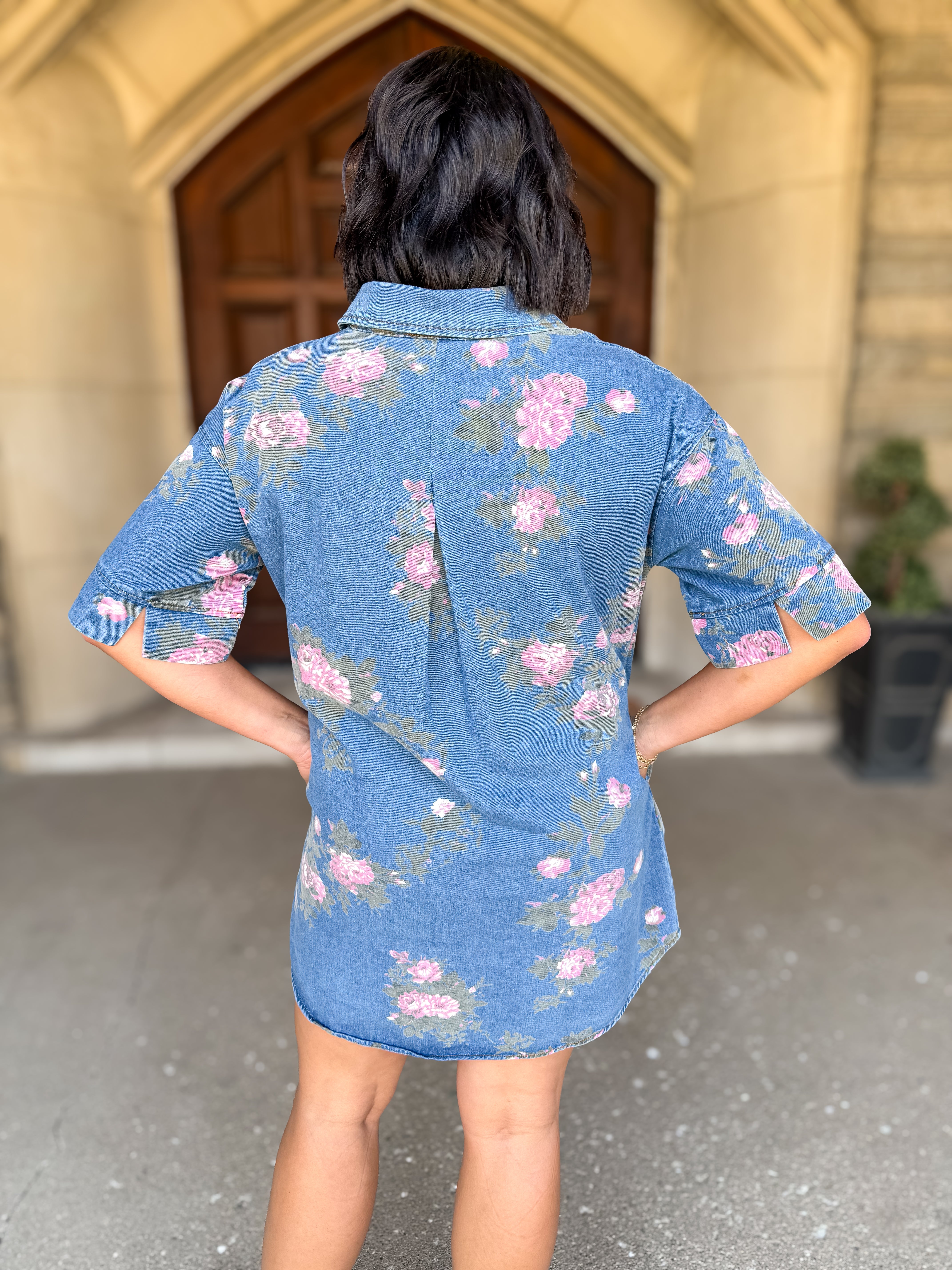 Ailish Floral Denim Shirt Dress FINAL SALE