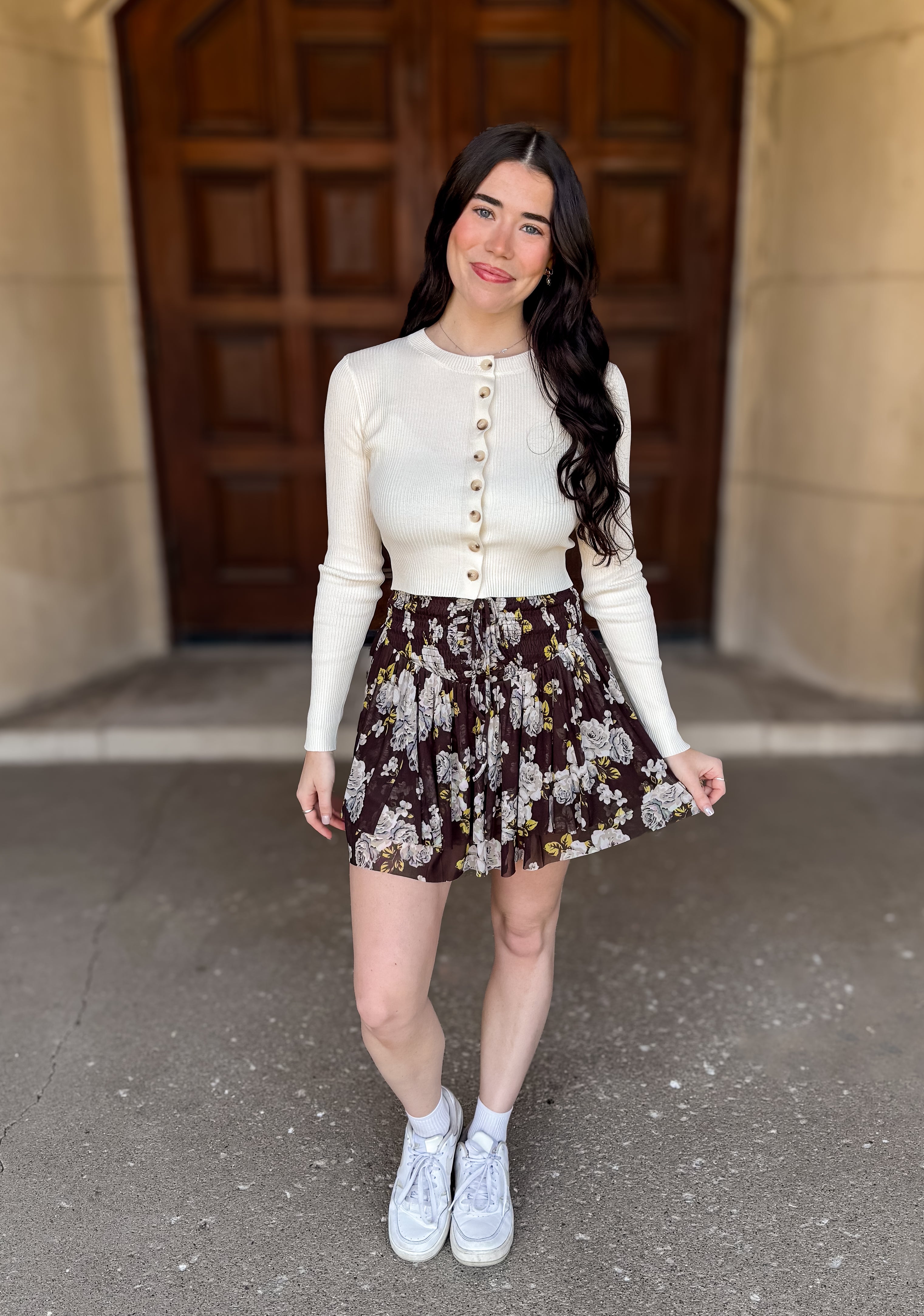 Margie Floral Smocked Layered Skort