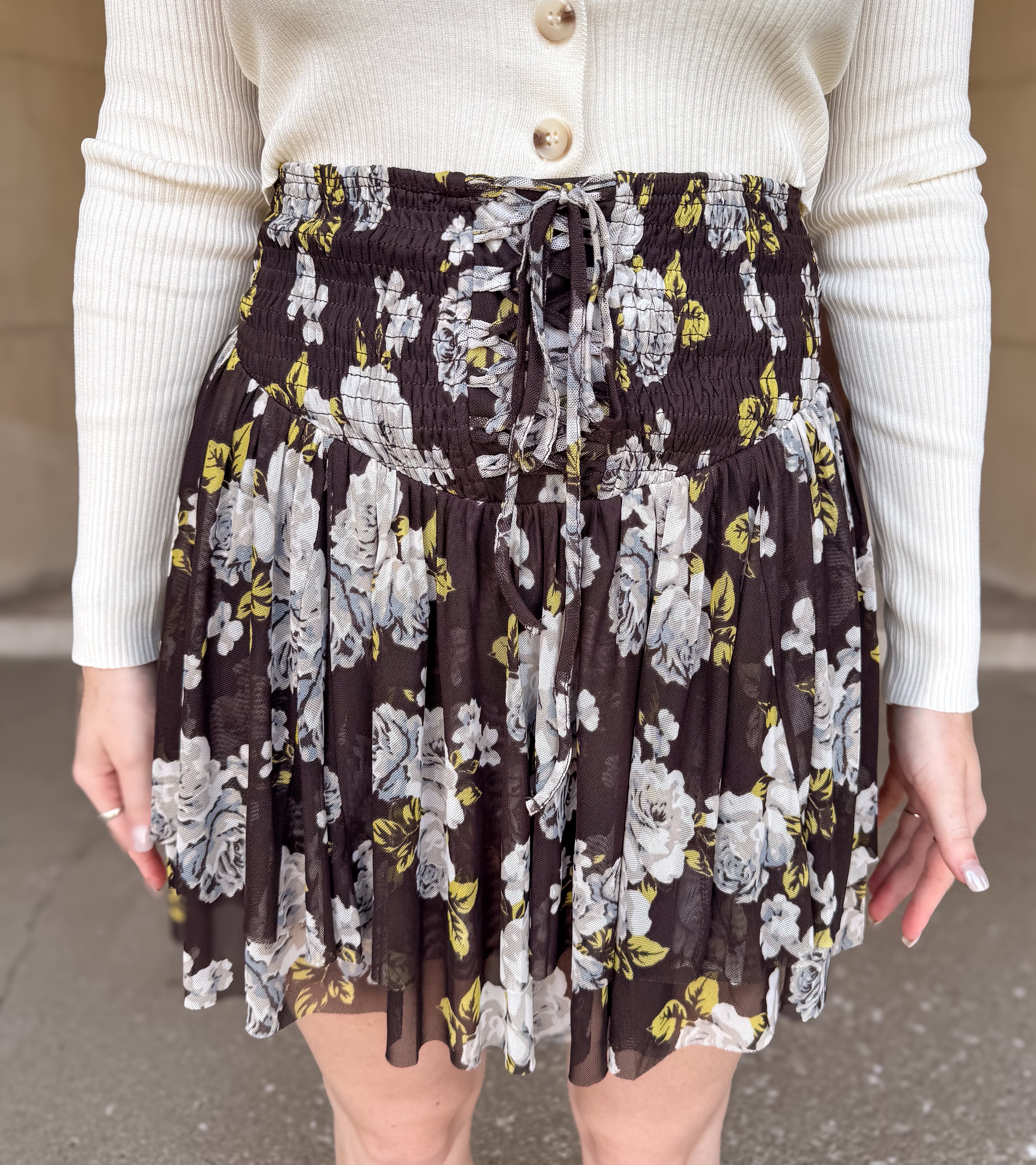 Margie Floral Smocked Layered Skort