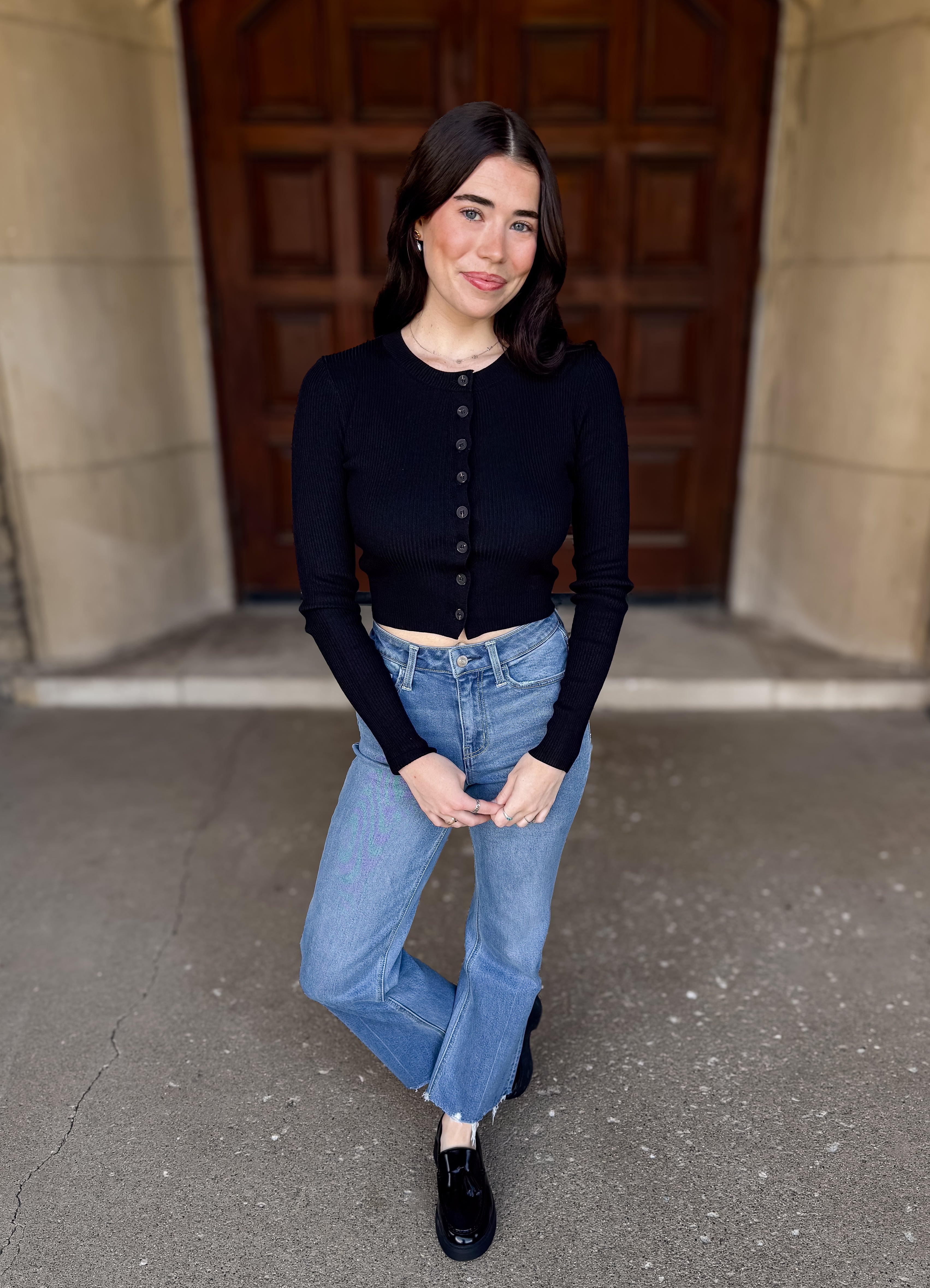 Heather Ribbed Fitted Cardigan