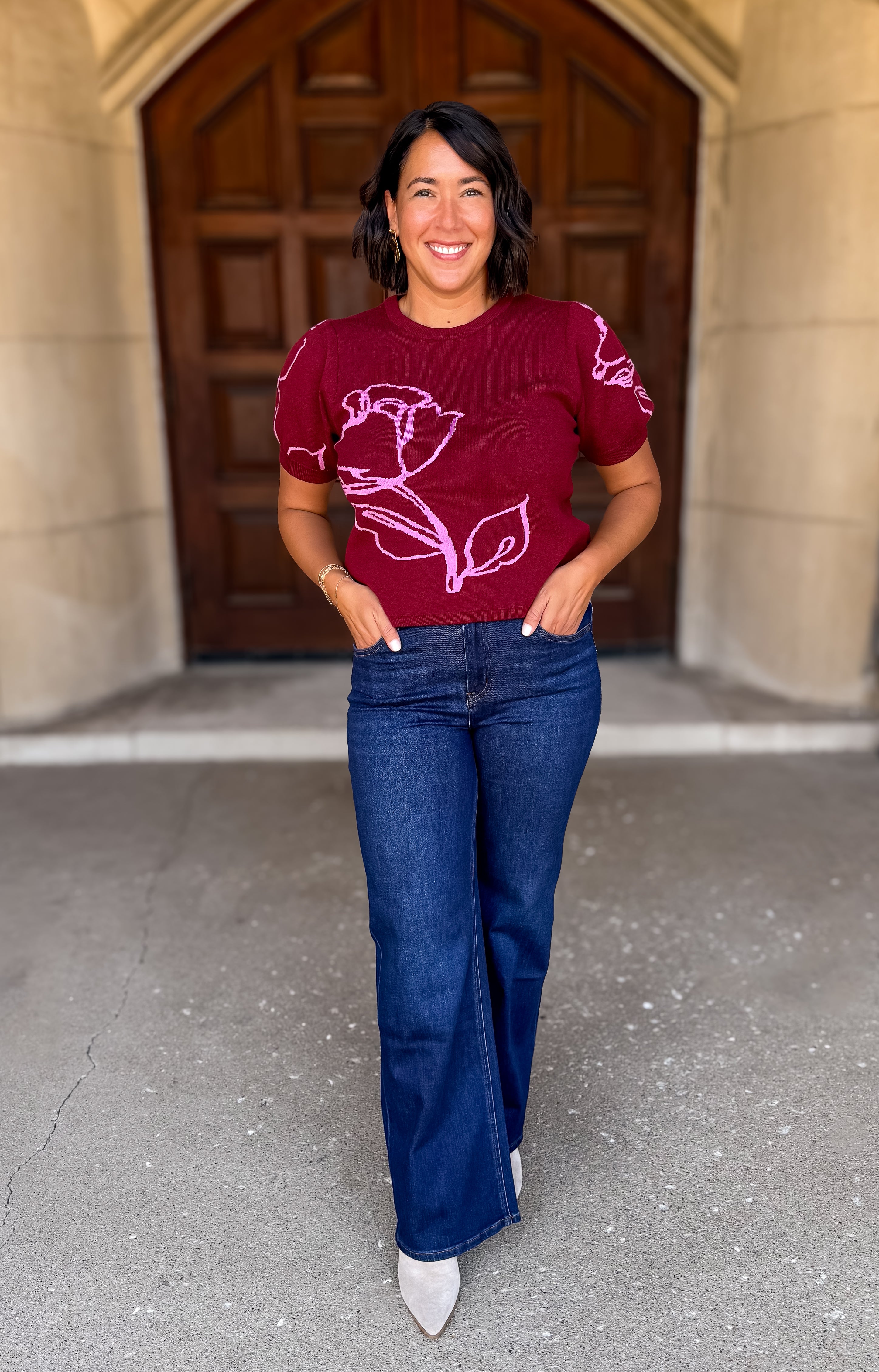 Macie Floral Puff Sleeve Sweater FINAL SALE