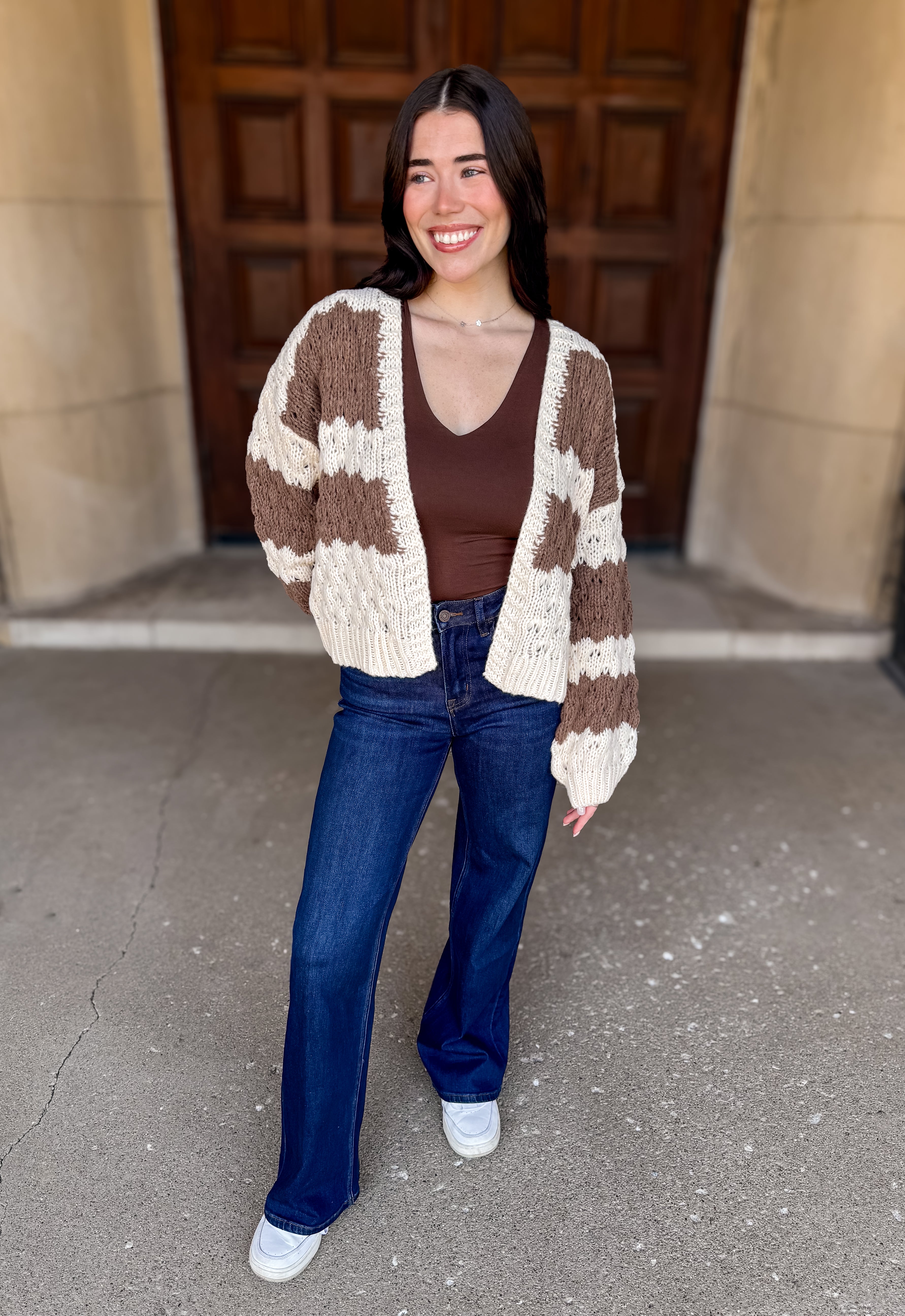 Isadora Striped Open Cardigan