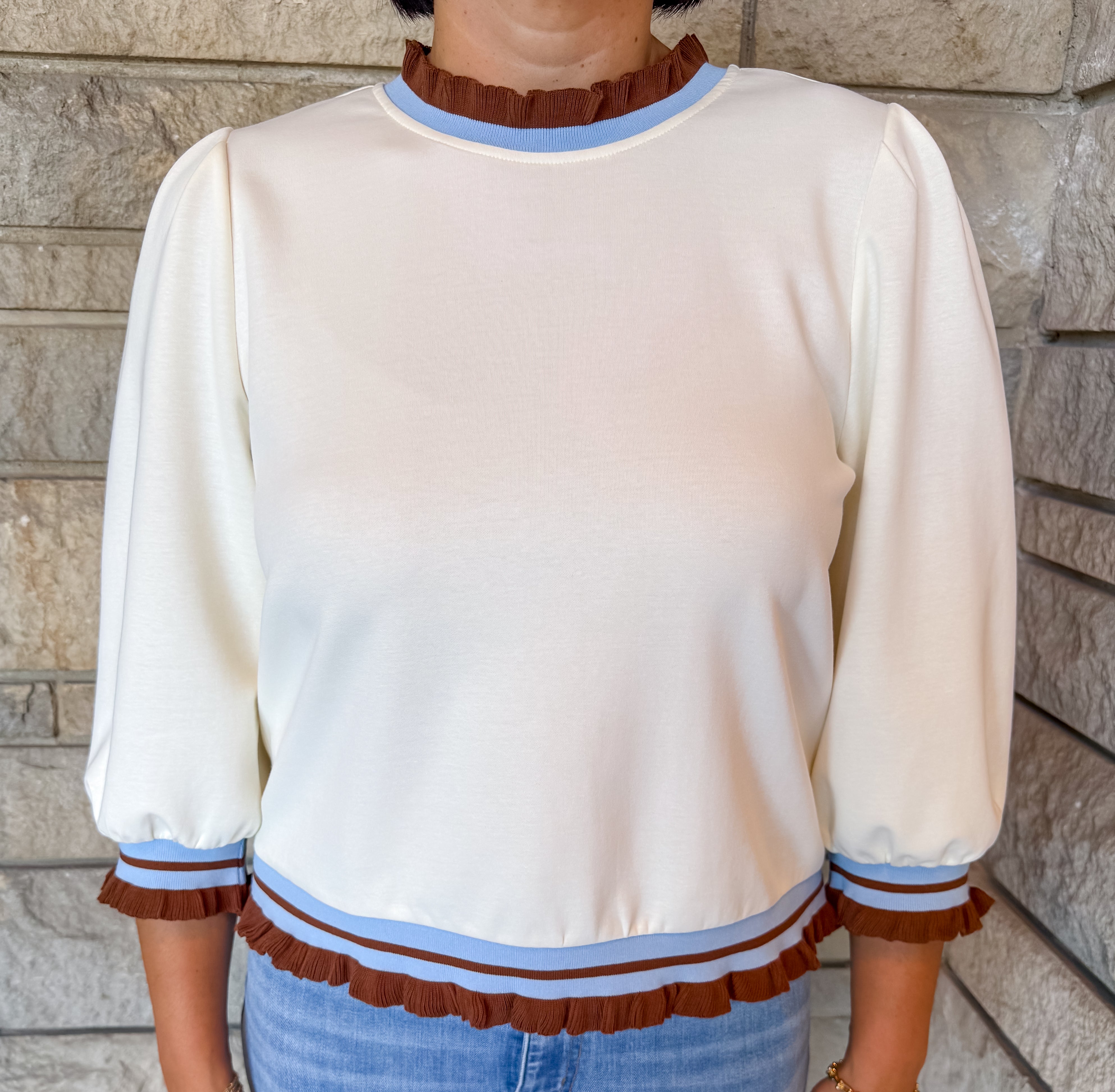 Grace Striped Trim Top