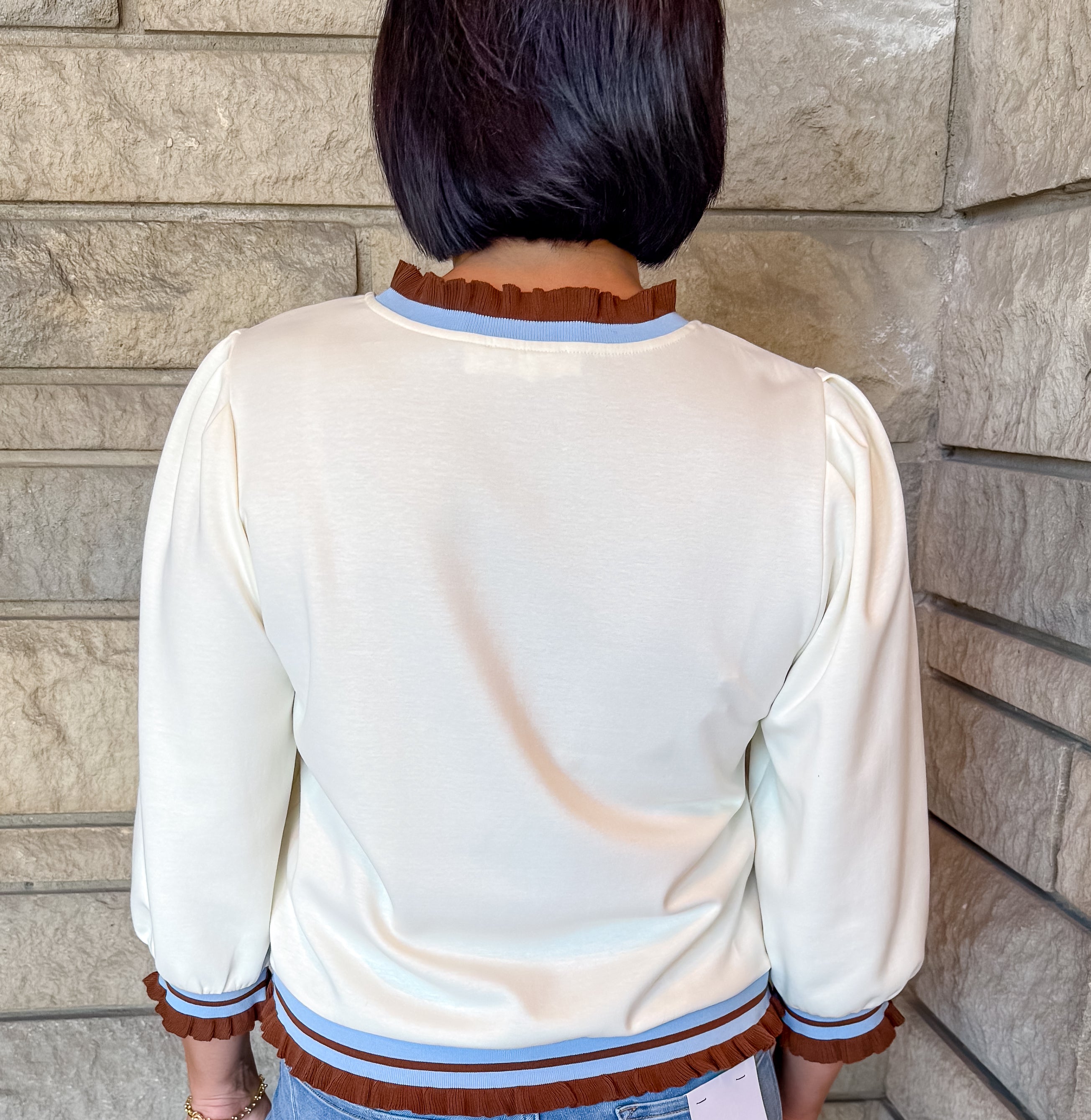 Grace Striped Trim Top