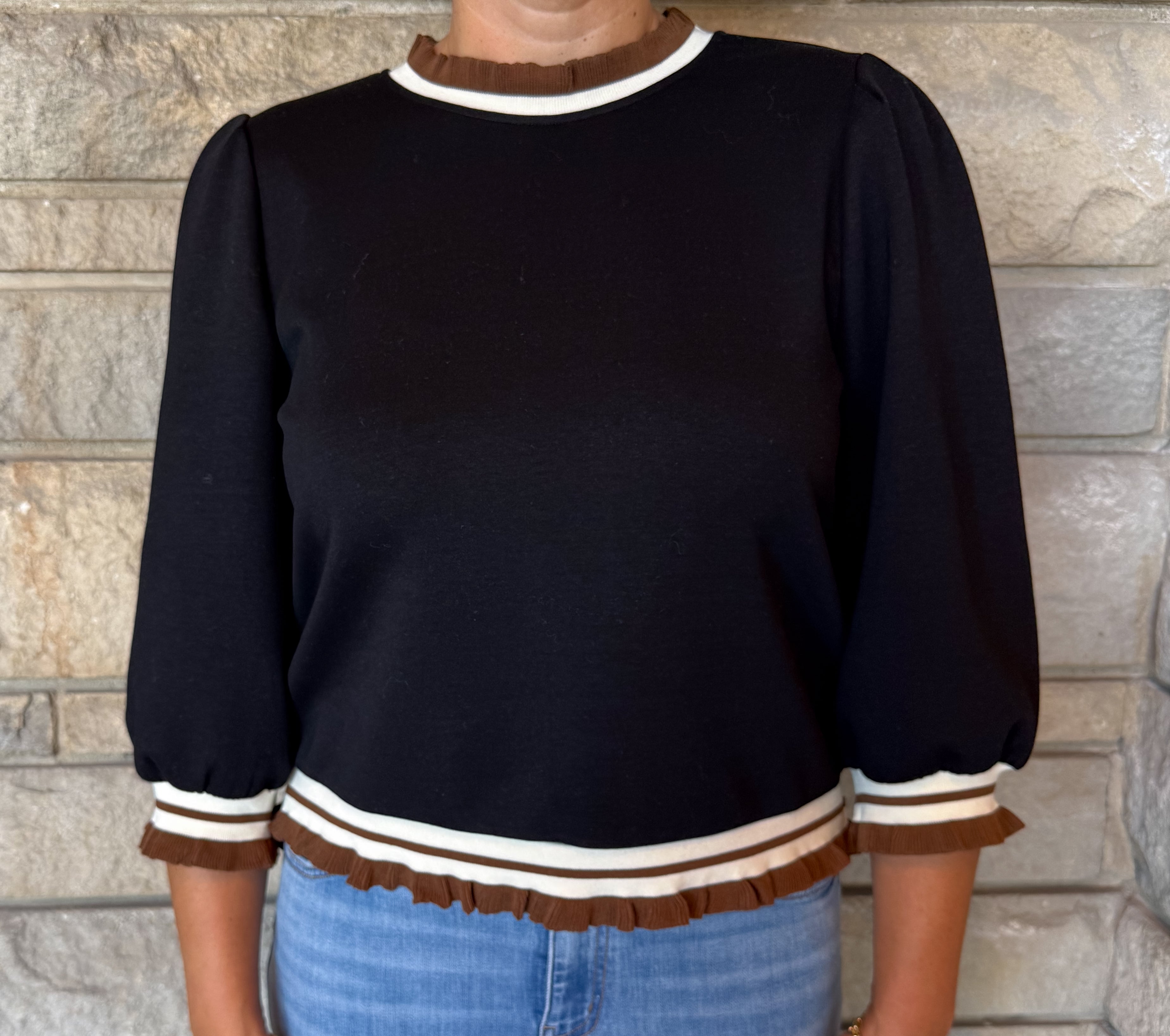Grace Striped Trim Top