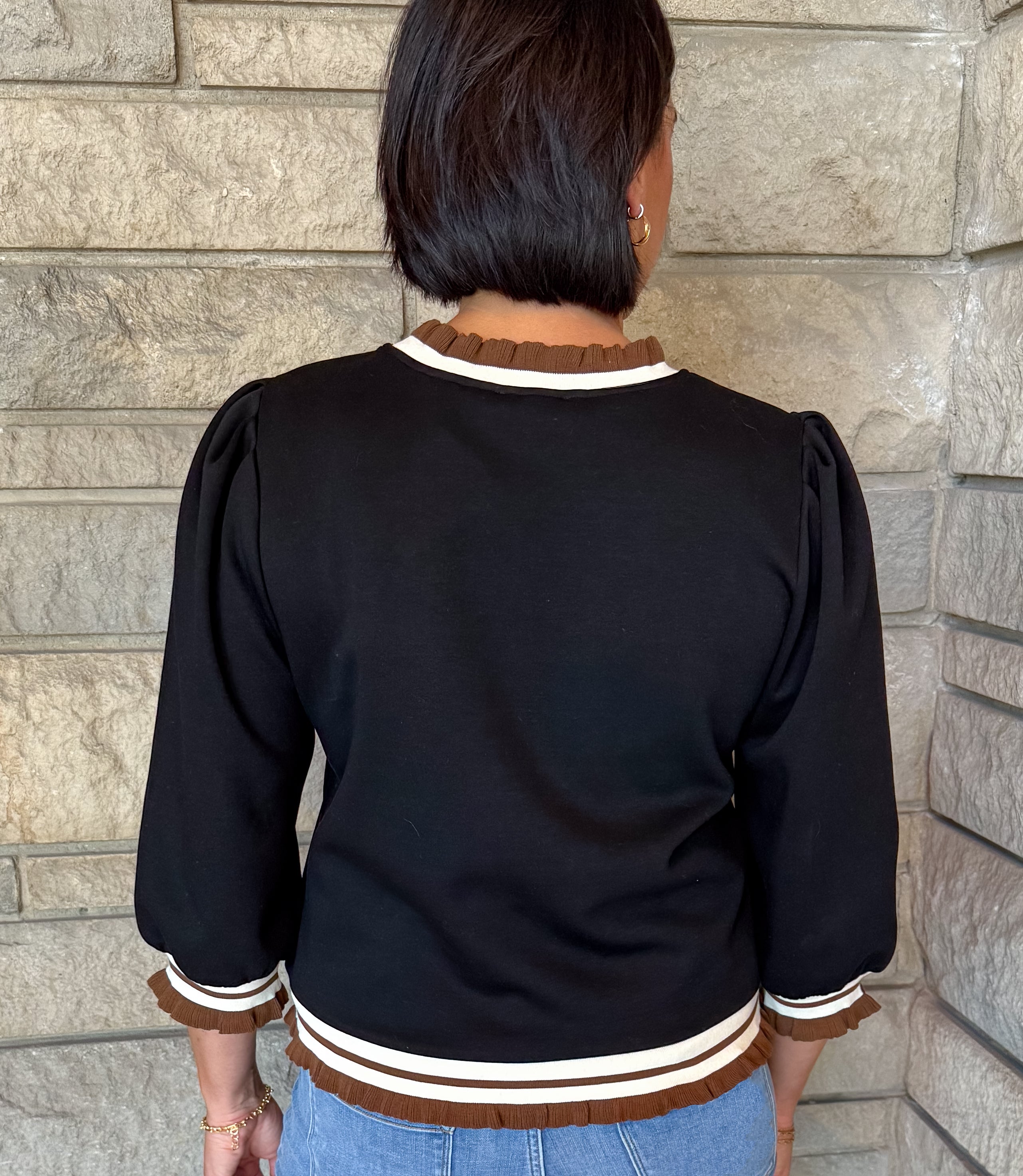 Grace Striped Trim Top