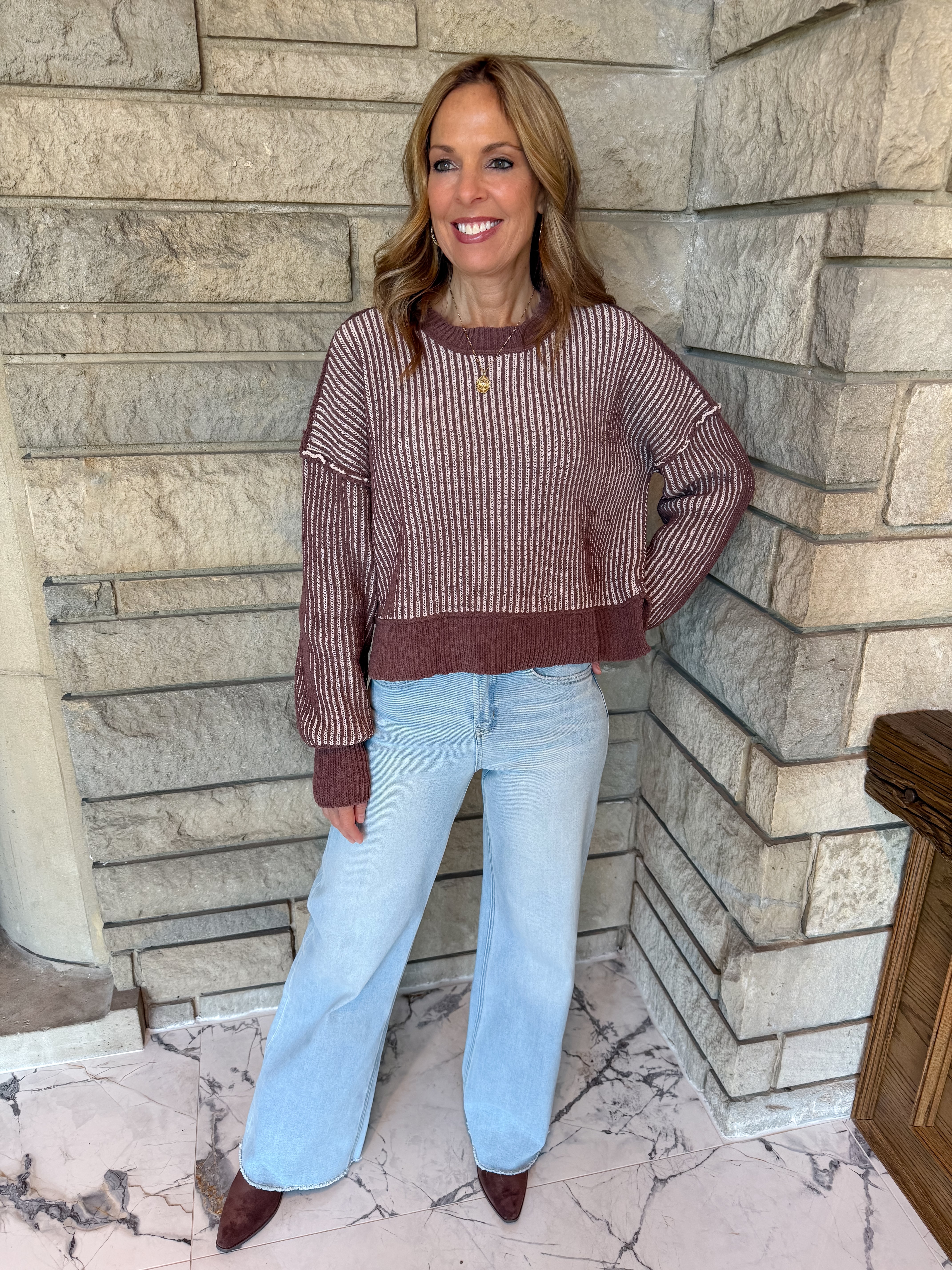 Layne Two Tone Cropped Sweater