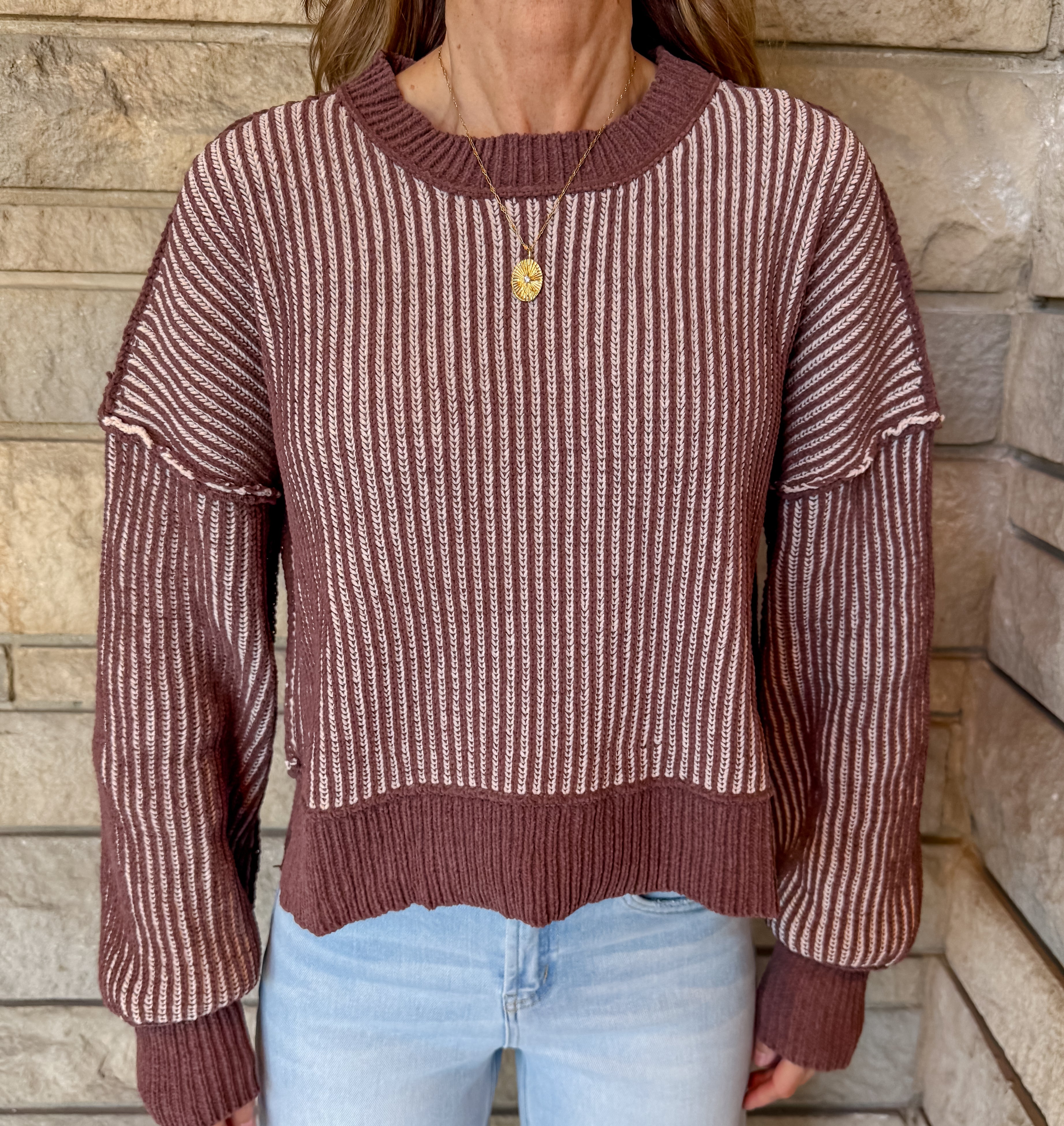 Layne Two Tone Cropped Sweater