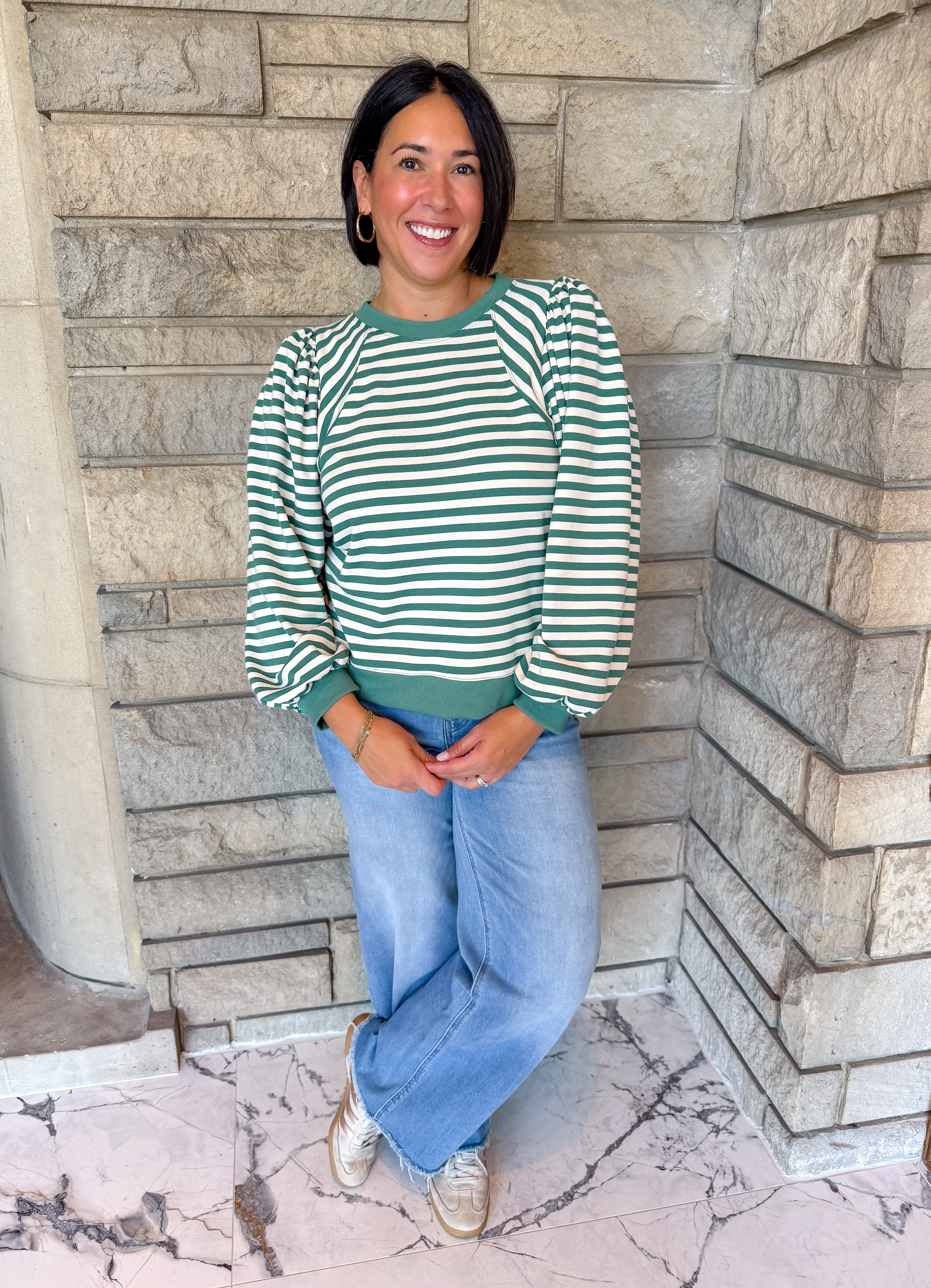 Jessa Striped Puff Sleeve Top