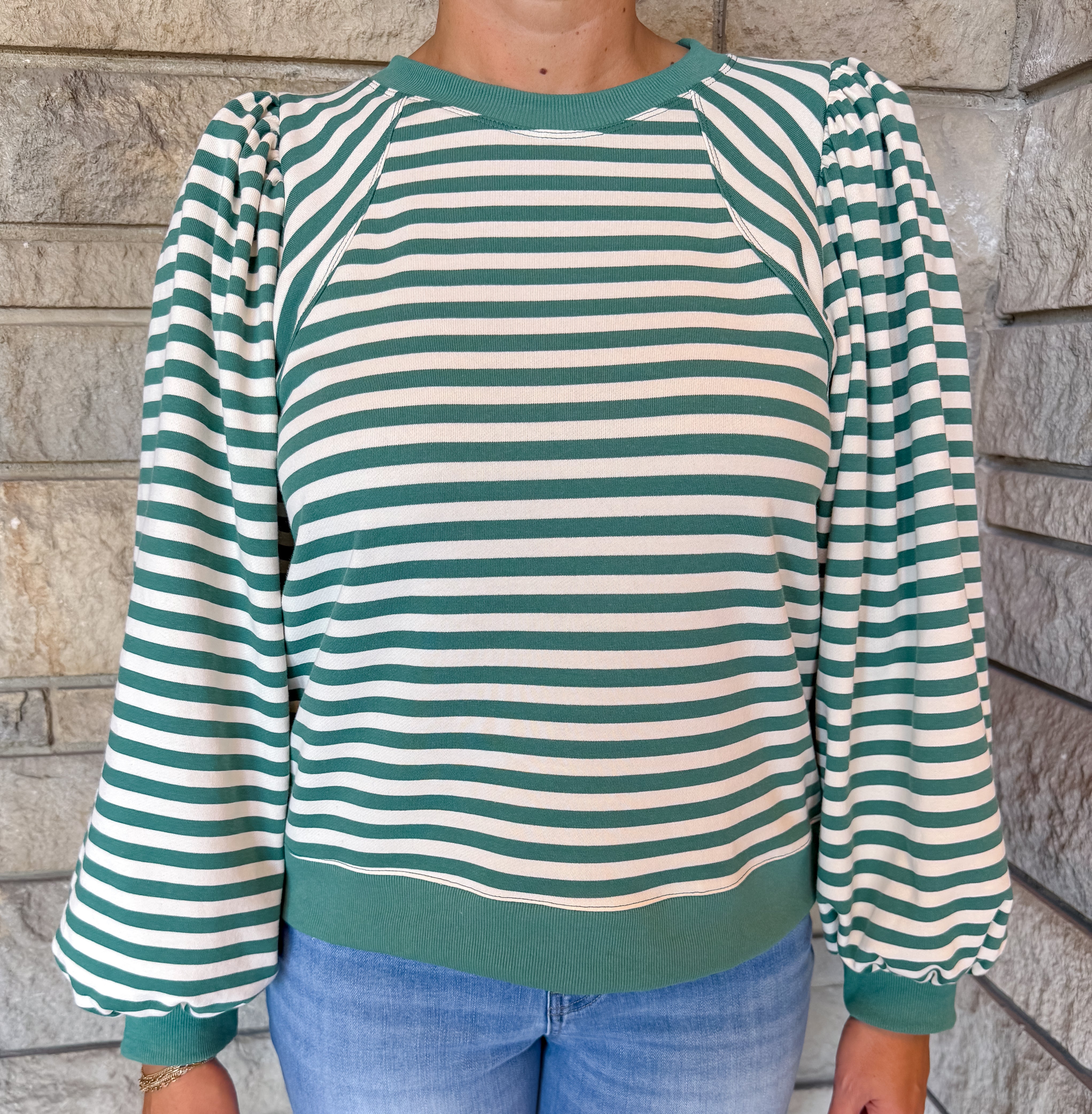 Jessa Striped Puff Sleeve Top