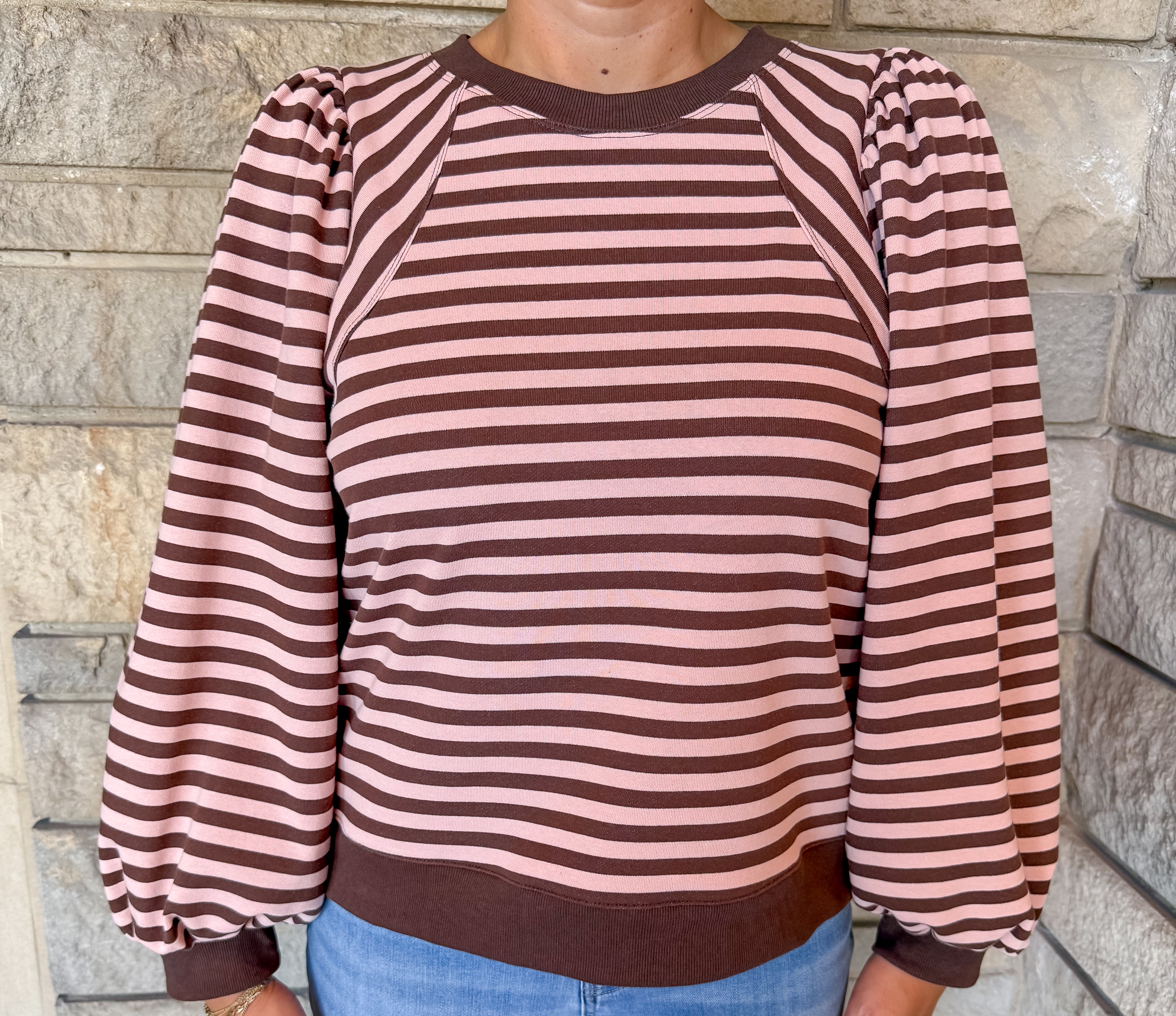 Jessa Striped Puff Sleeve Top