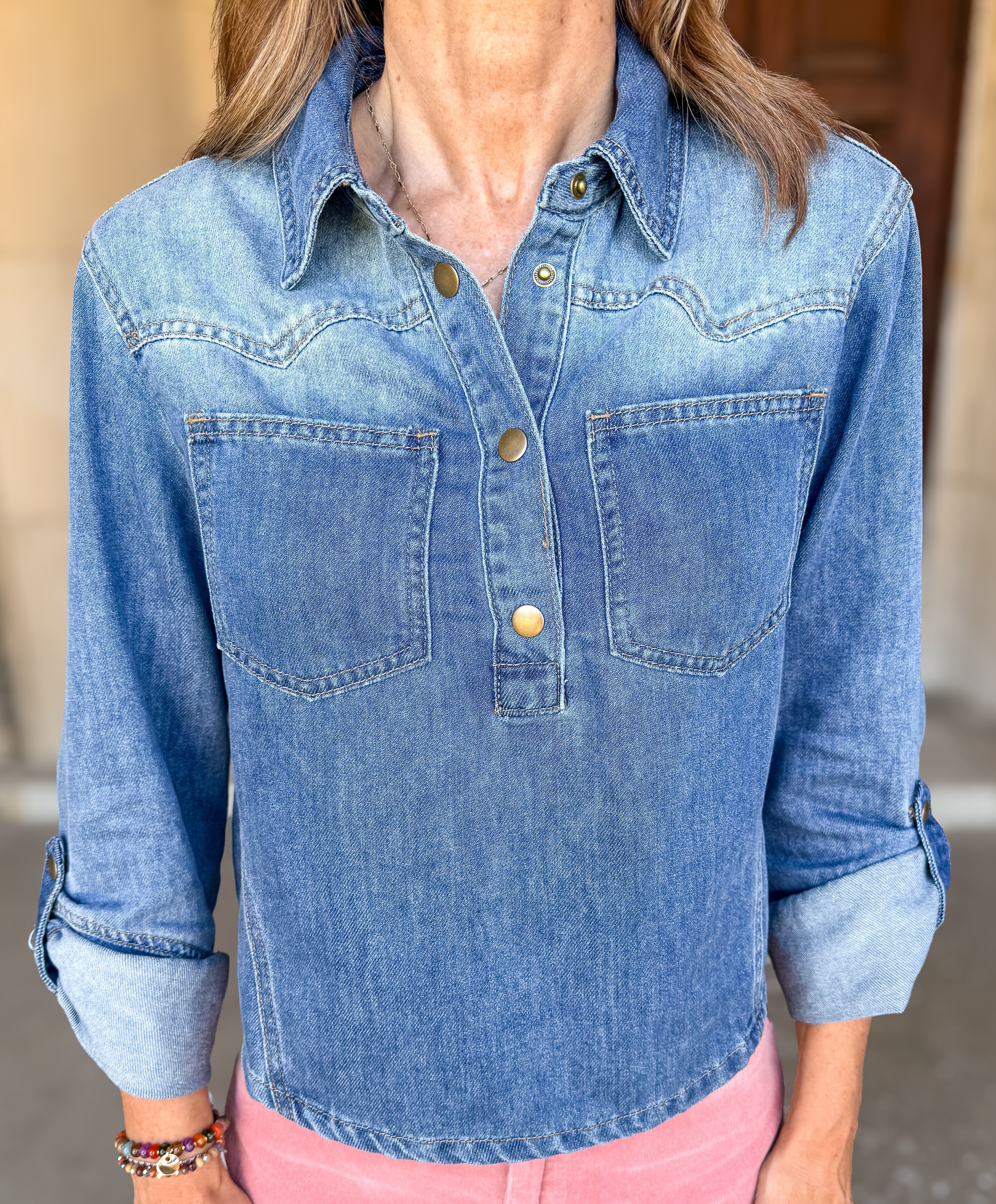 Kelley Denim Western Top