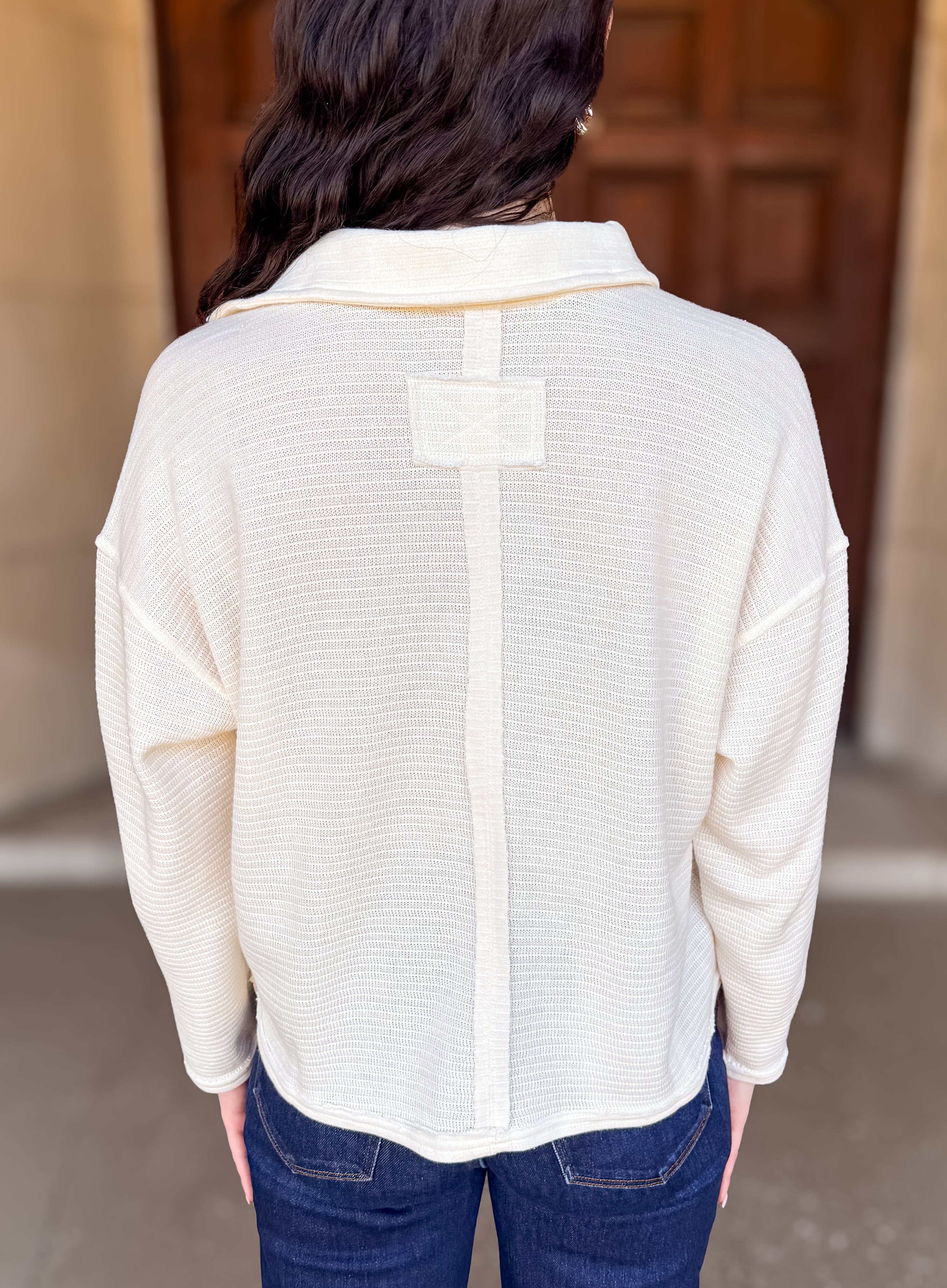 Ryanne Textured Knit LS Polo