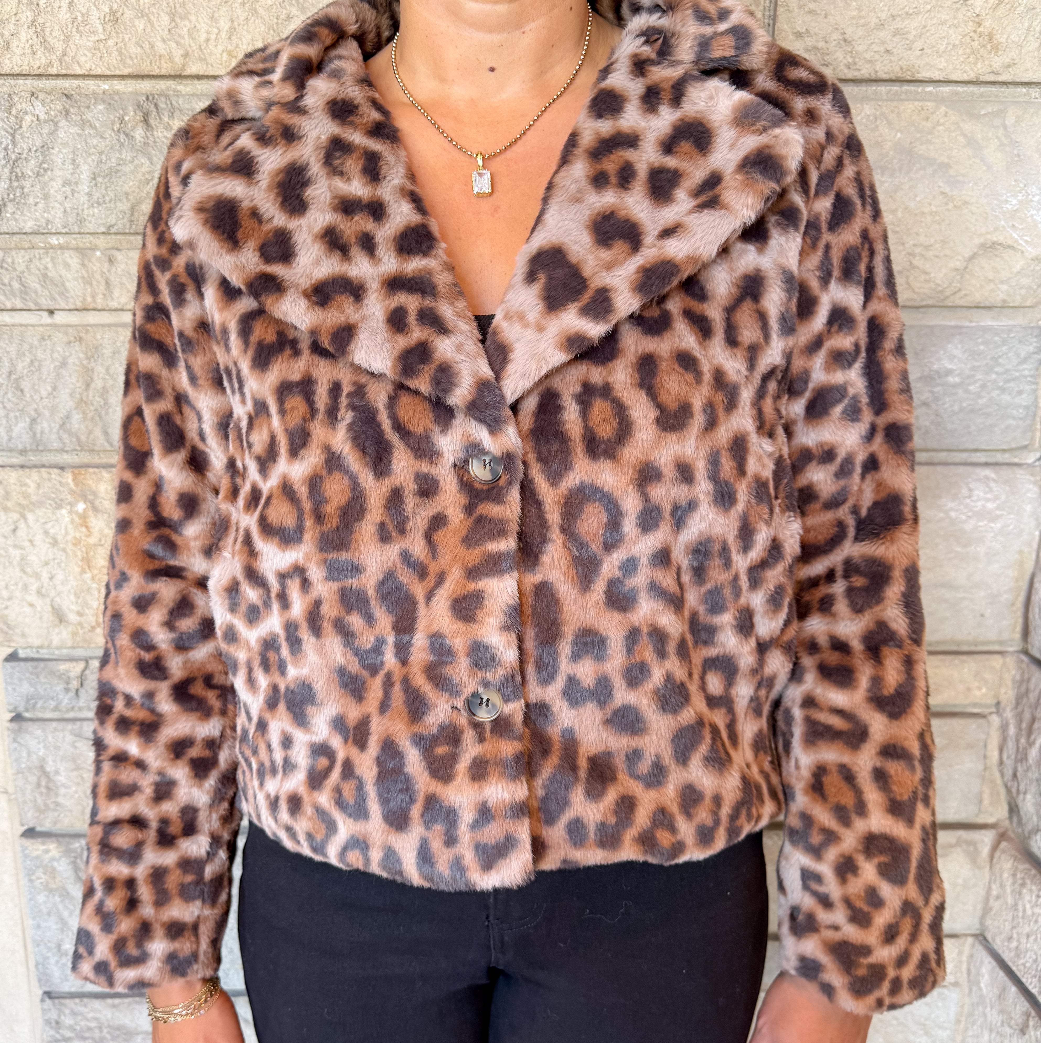 Goldie Leopard Faux Fur Jacket