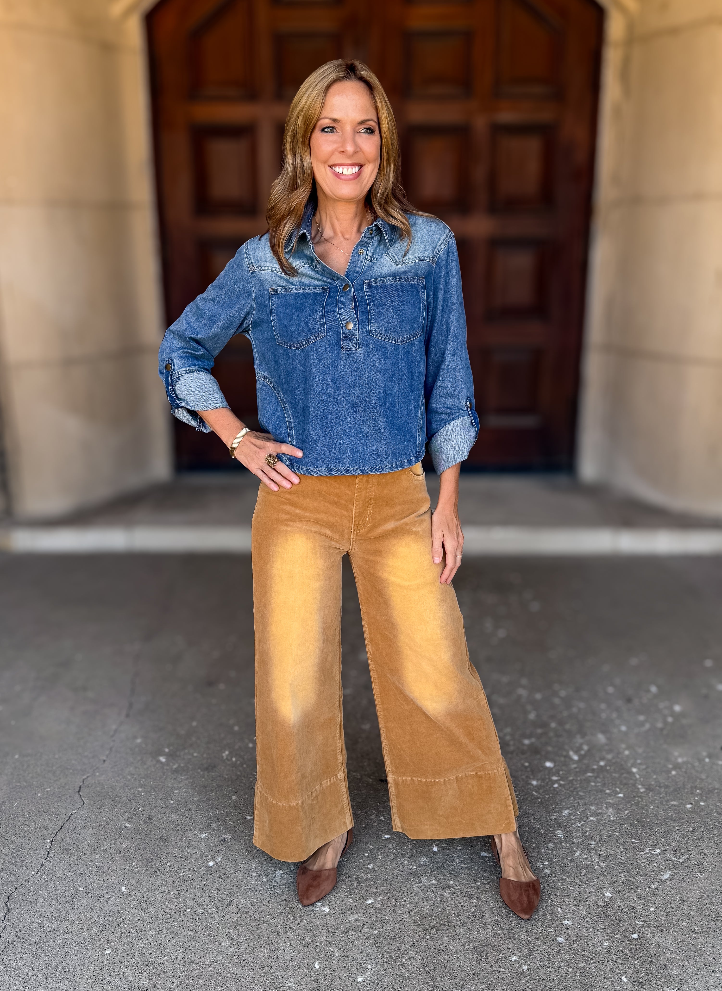 Taytum Faded Corduroy Wide Leg Pant