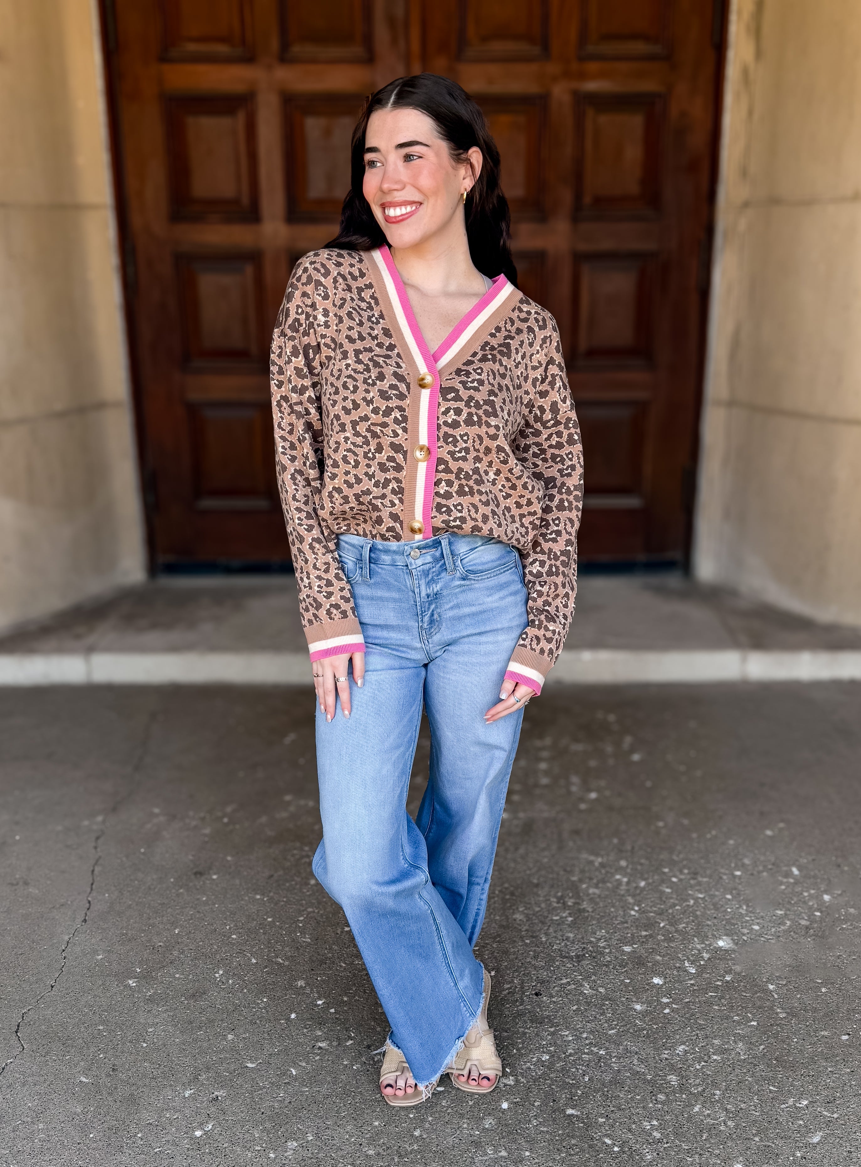 Lilly Leopard Stripe Trim Cardigan