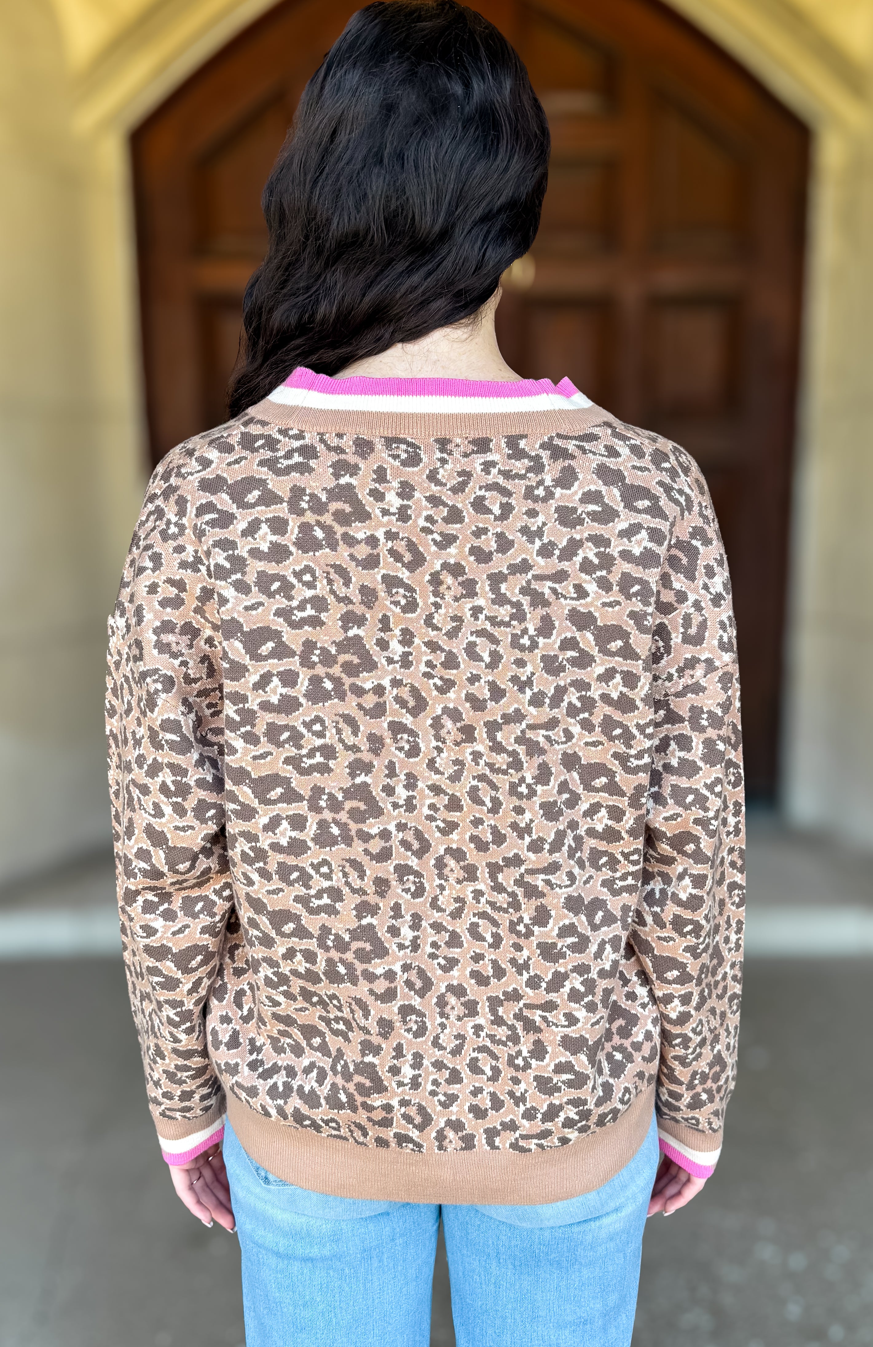 Lilly Leopard Stripe Trim Cardigan