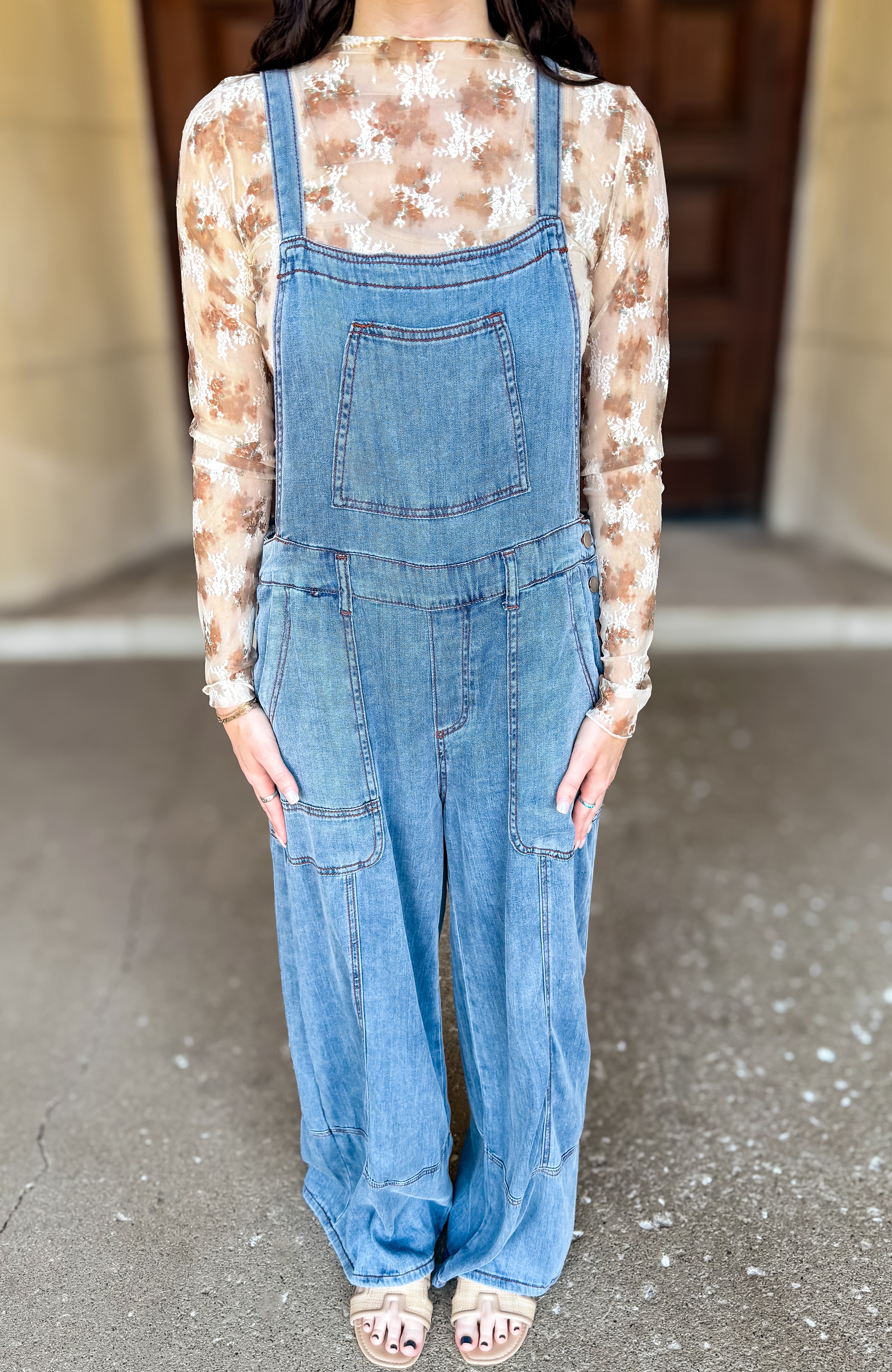 Wendy Washed Wide Leg Overalls