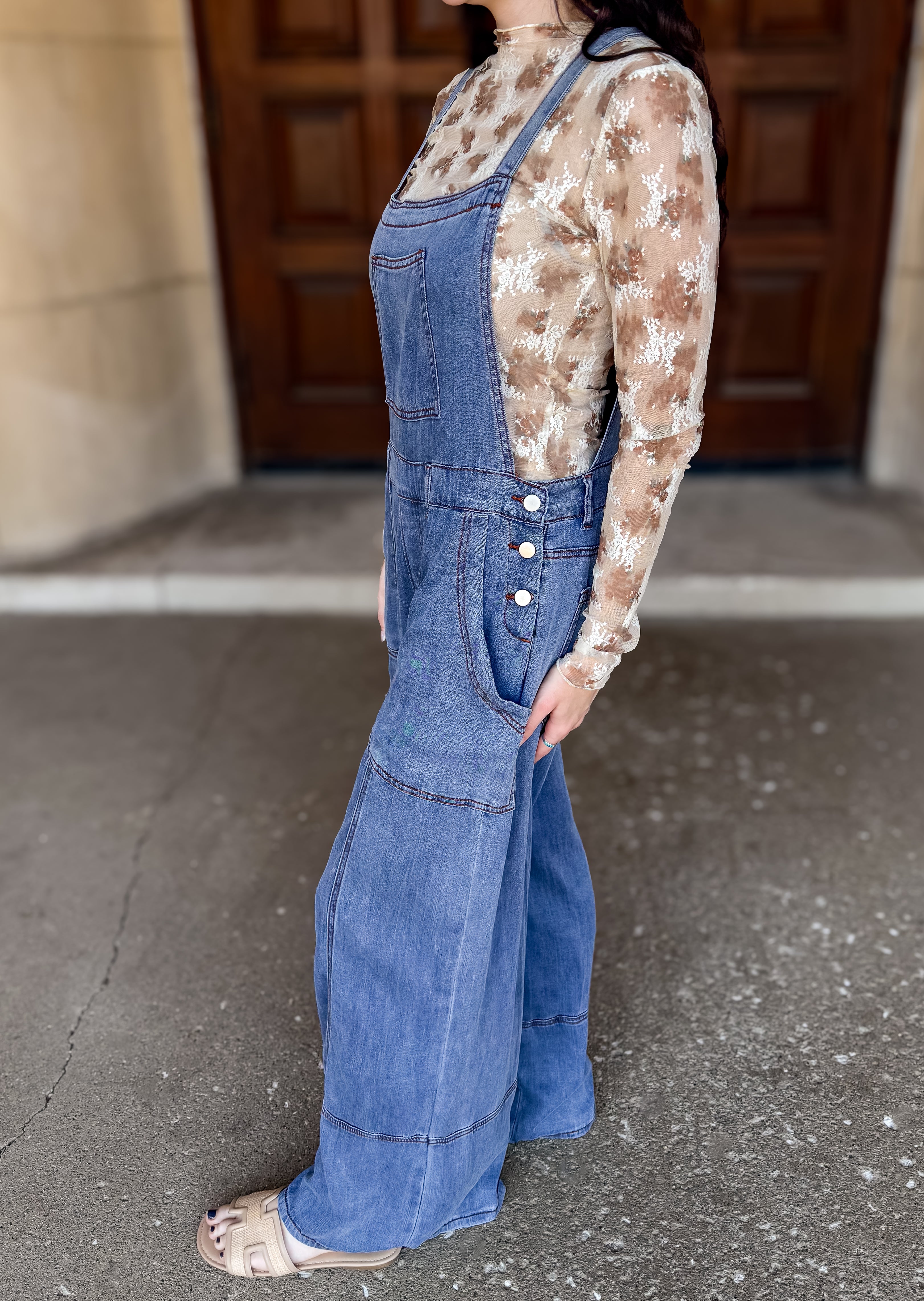 Wendy Washed Wide Leg Overalls