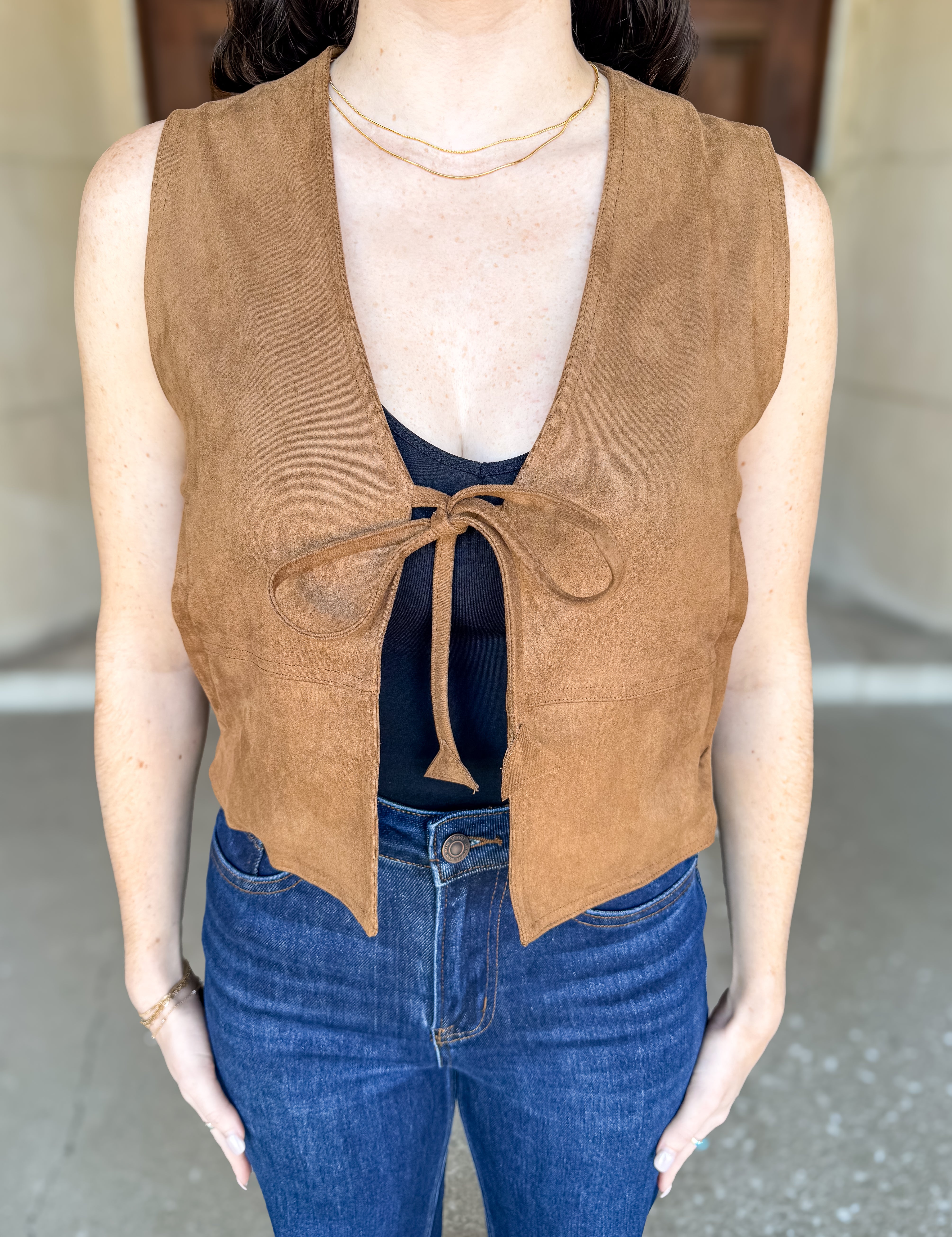 Emberly Suede Tie Vest FINAL SALE