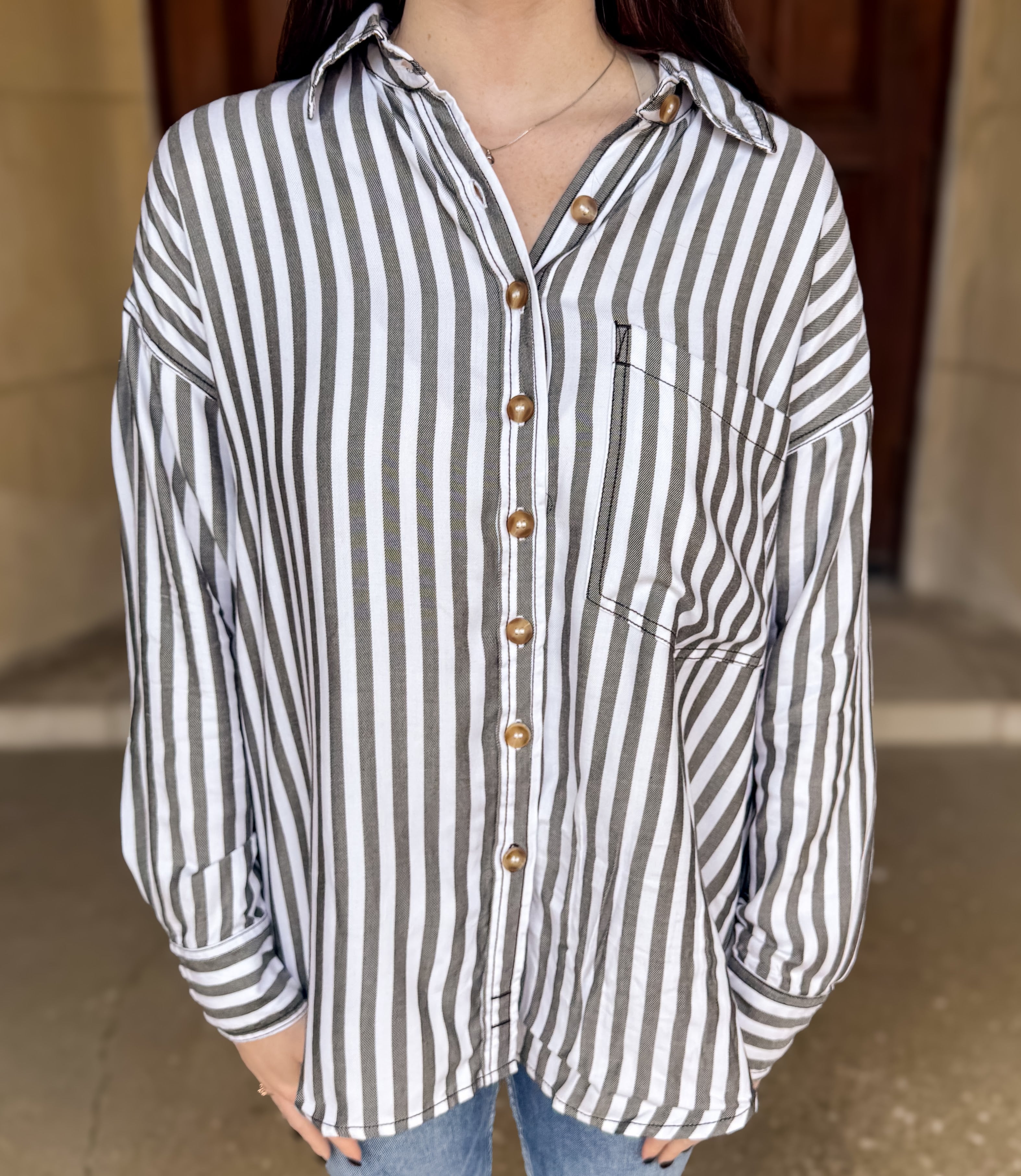 Uma Striped Oversized Button Shirt