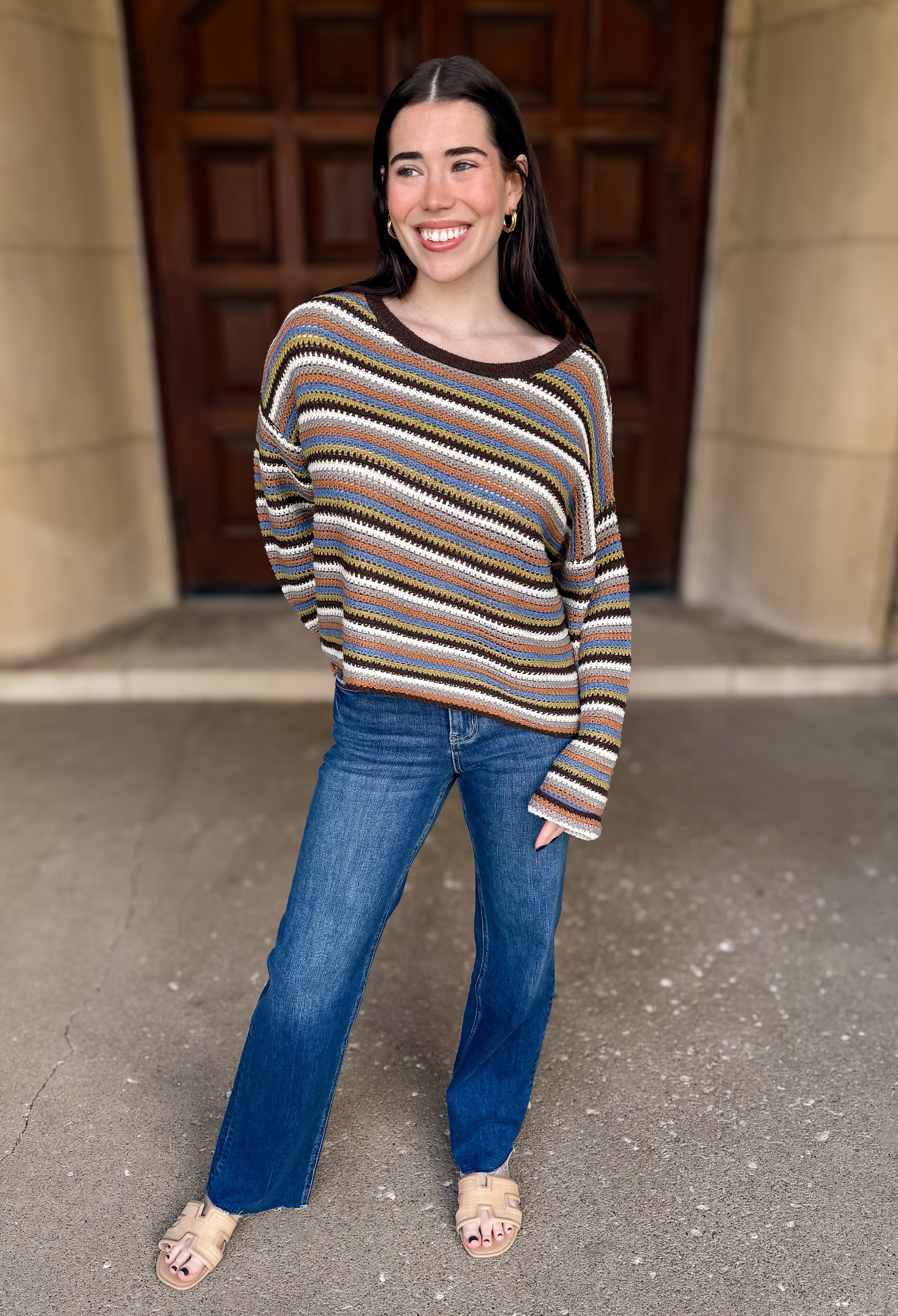 Brodie Multicolor Open Knit Sweater FINAL SALE