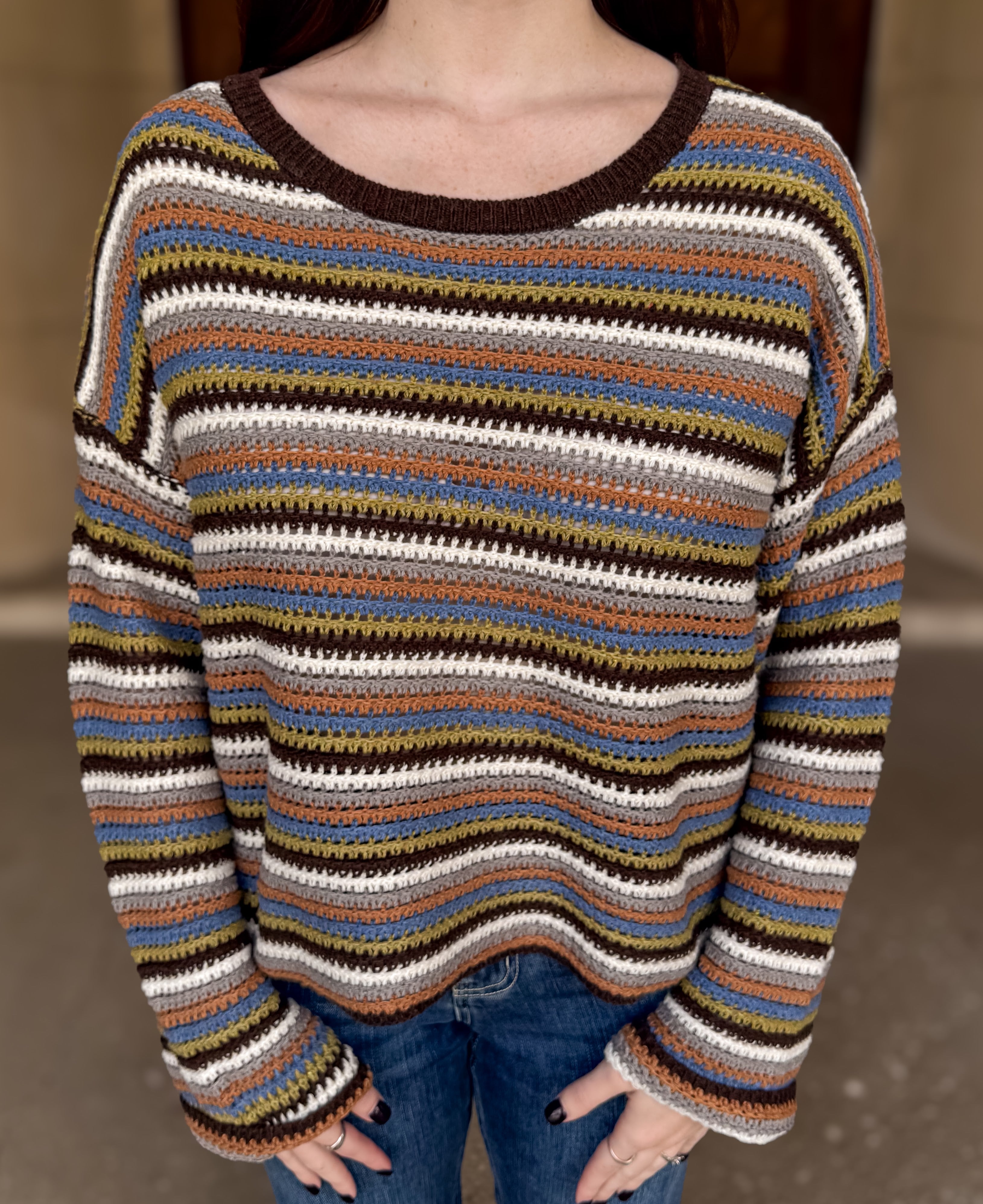 Brodie Multicolor Open Knit Sweater FINAL SALE