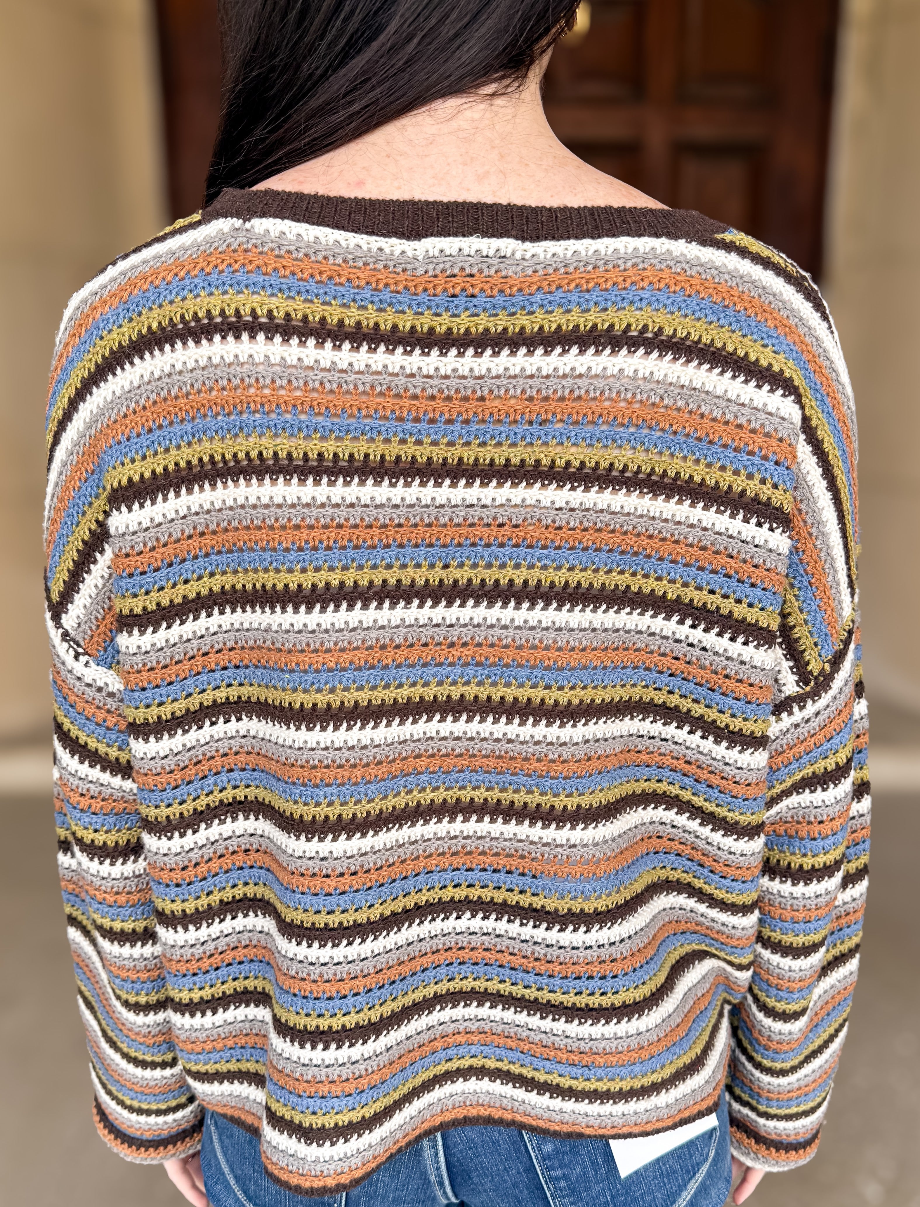 Brodie Multicolor Open Knit Sweater FINAL SALE