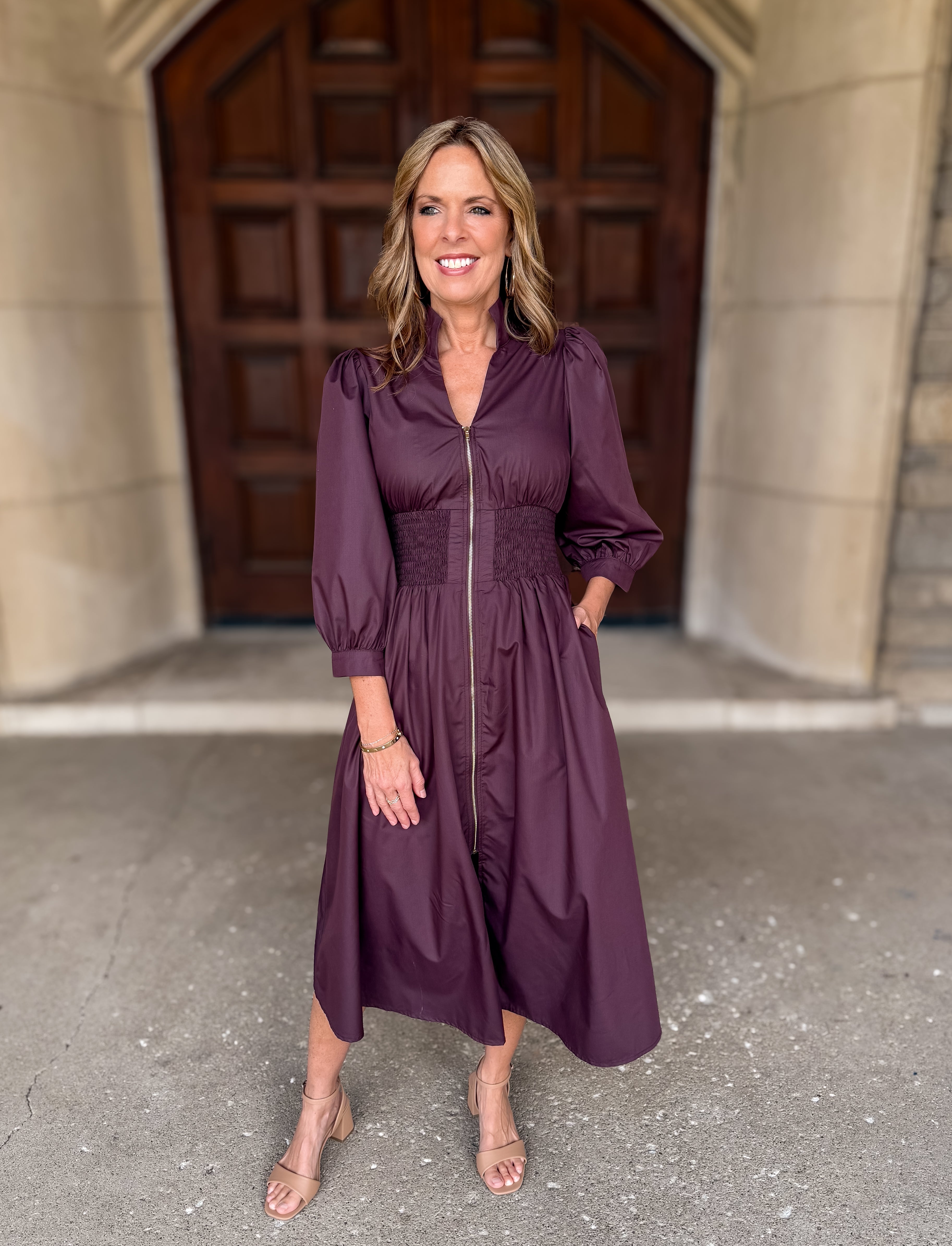 Kylee Smocked Zipper Dress