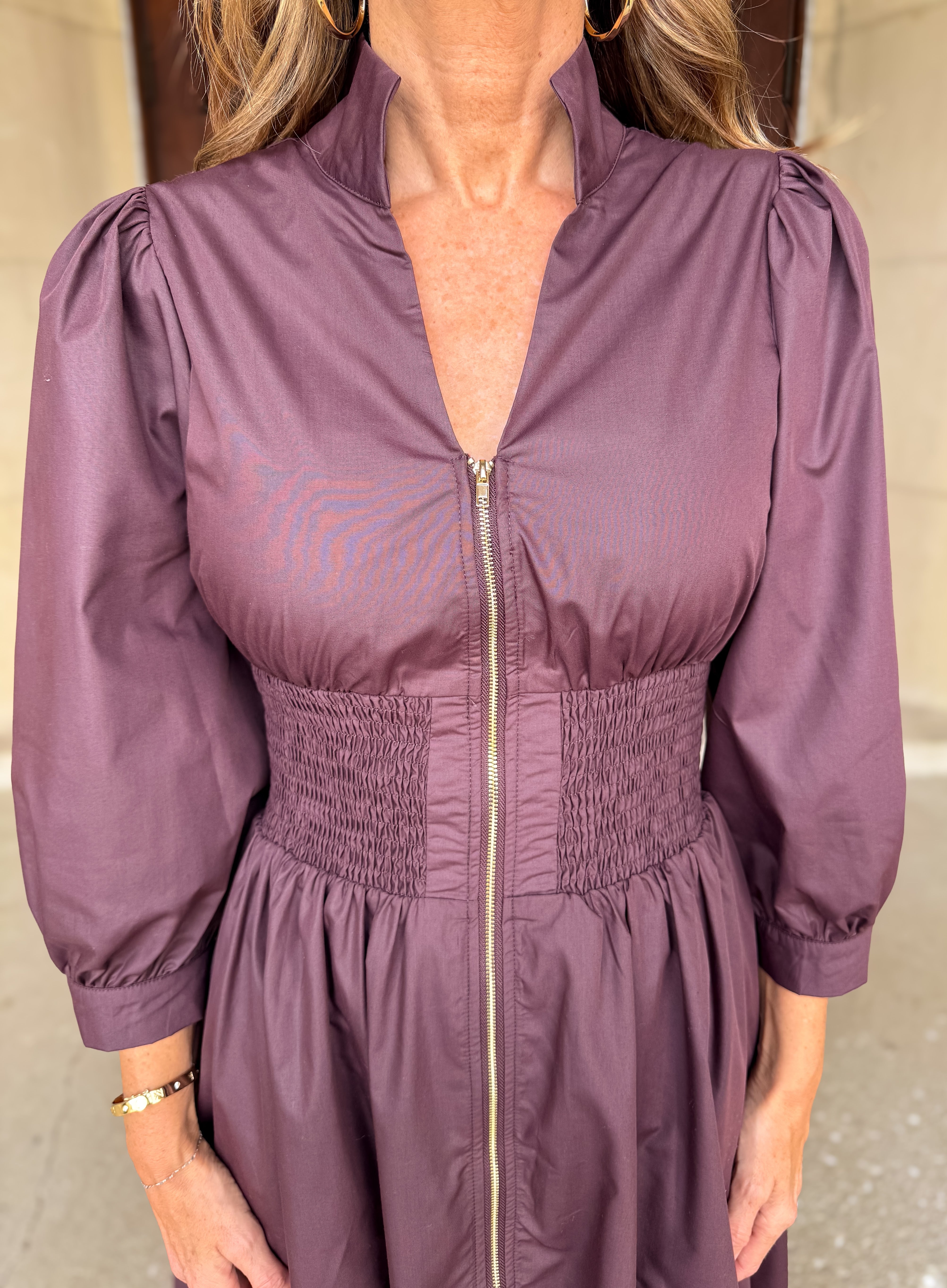 Kylee Smocked Zipper Dress