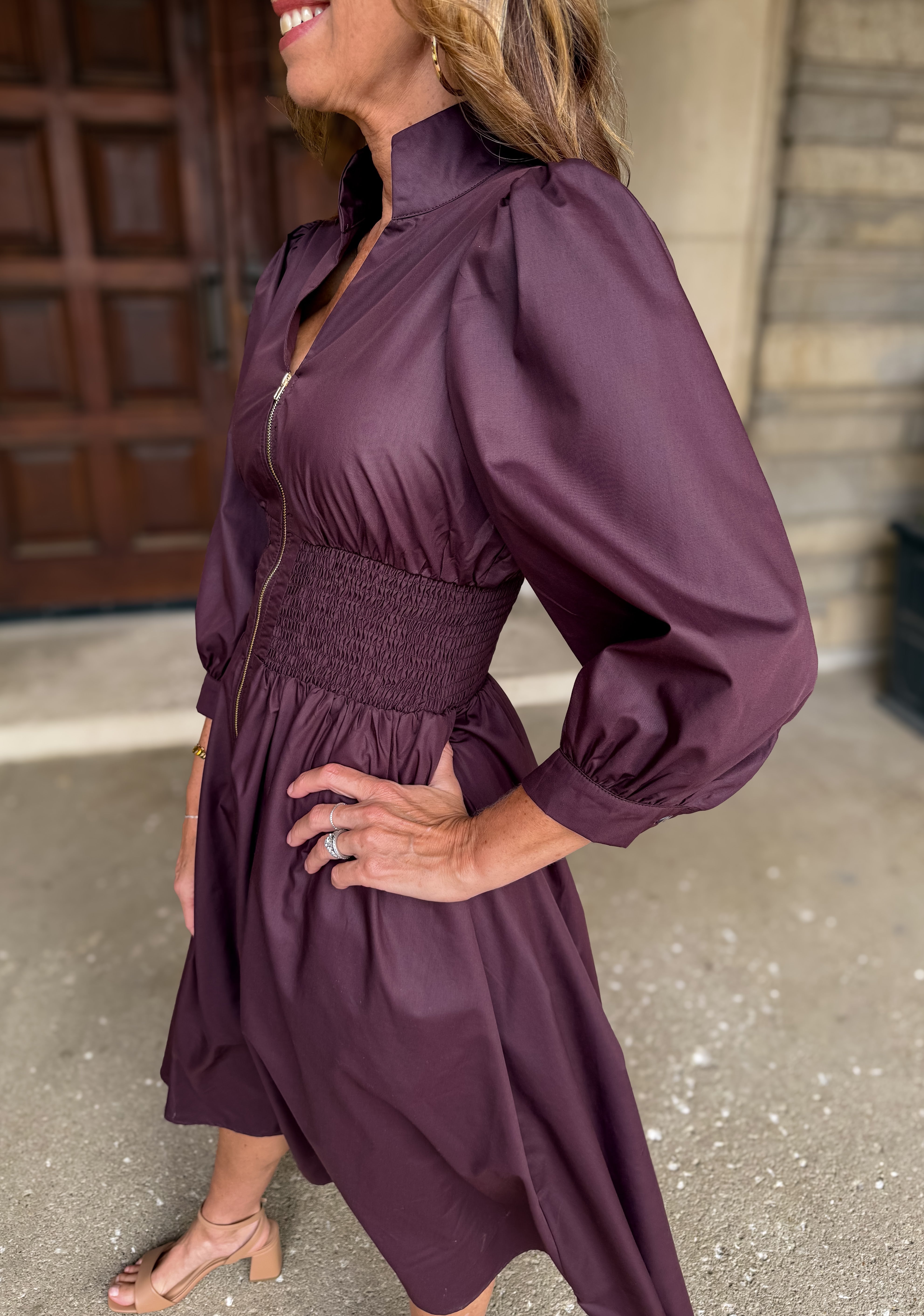 Kylee Smocked Zipper Dress