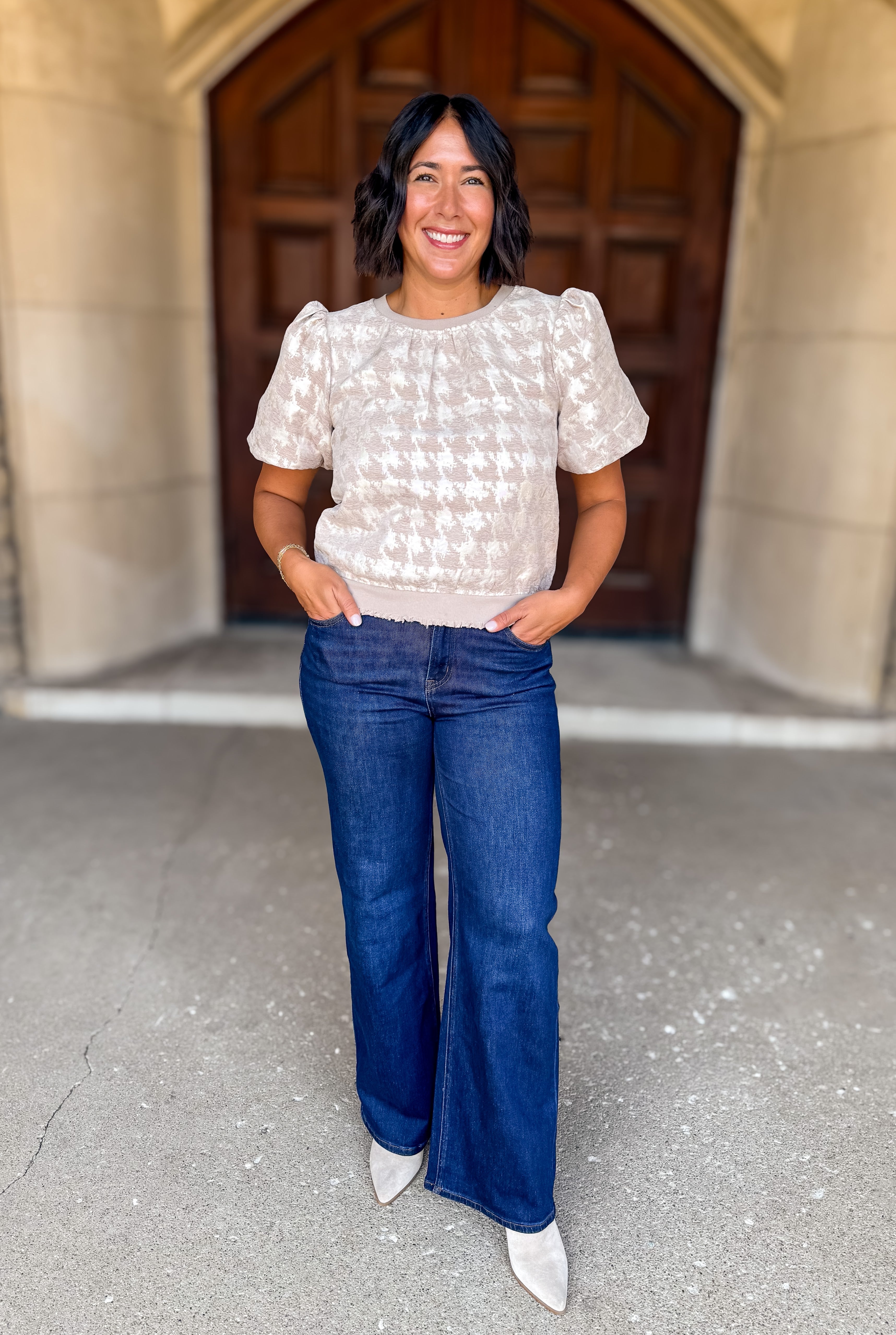 Dayton Houndstooth Bubble Top