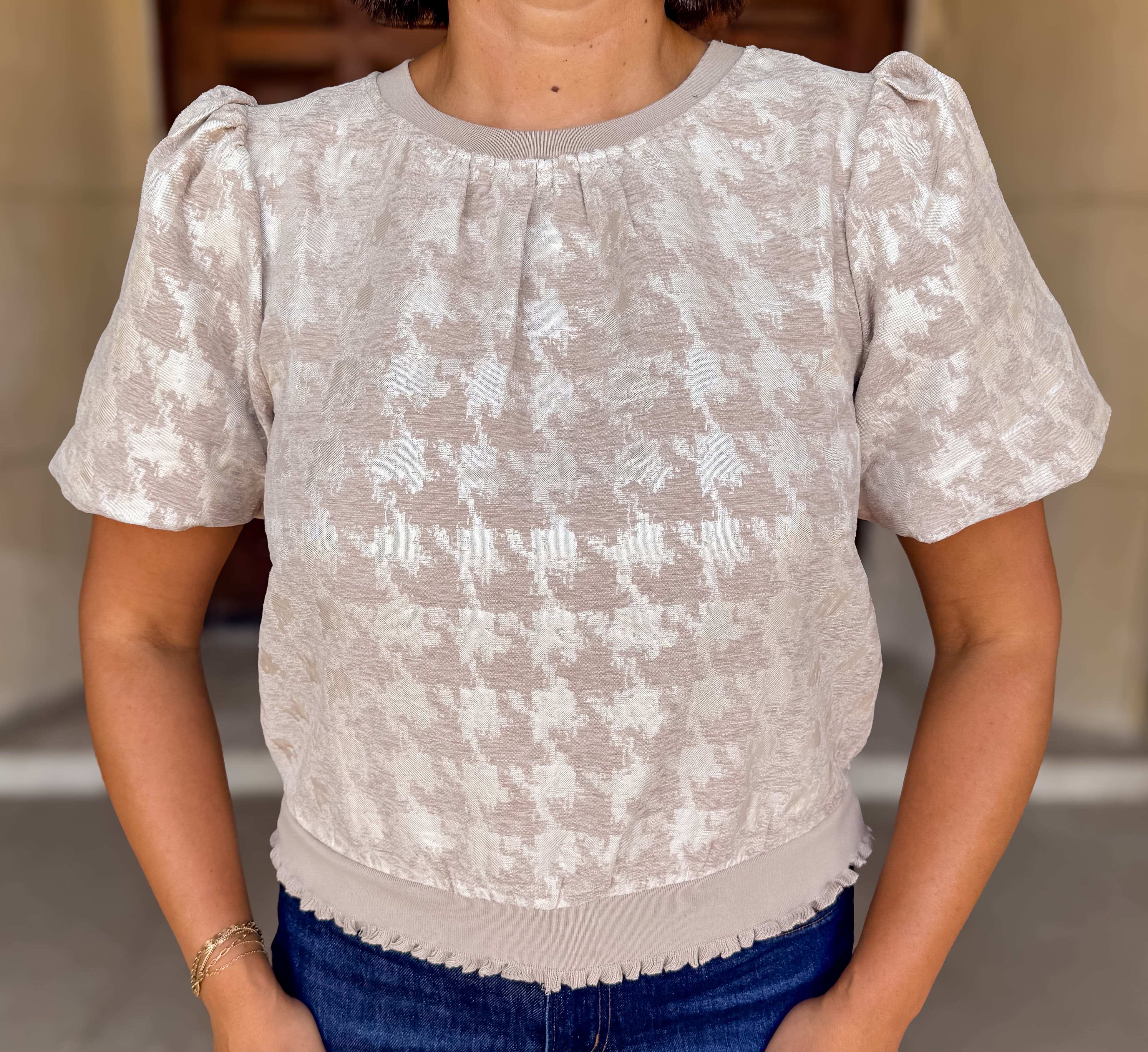 Dayton Houndstooth Bubble Top