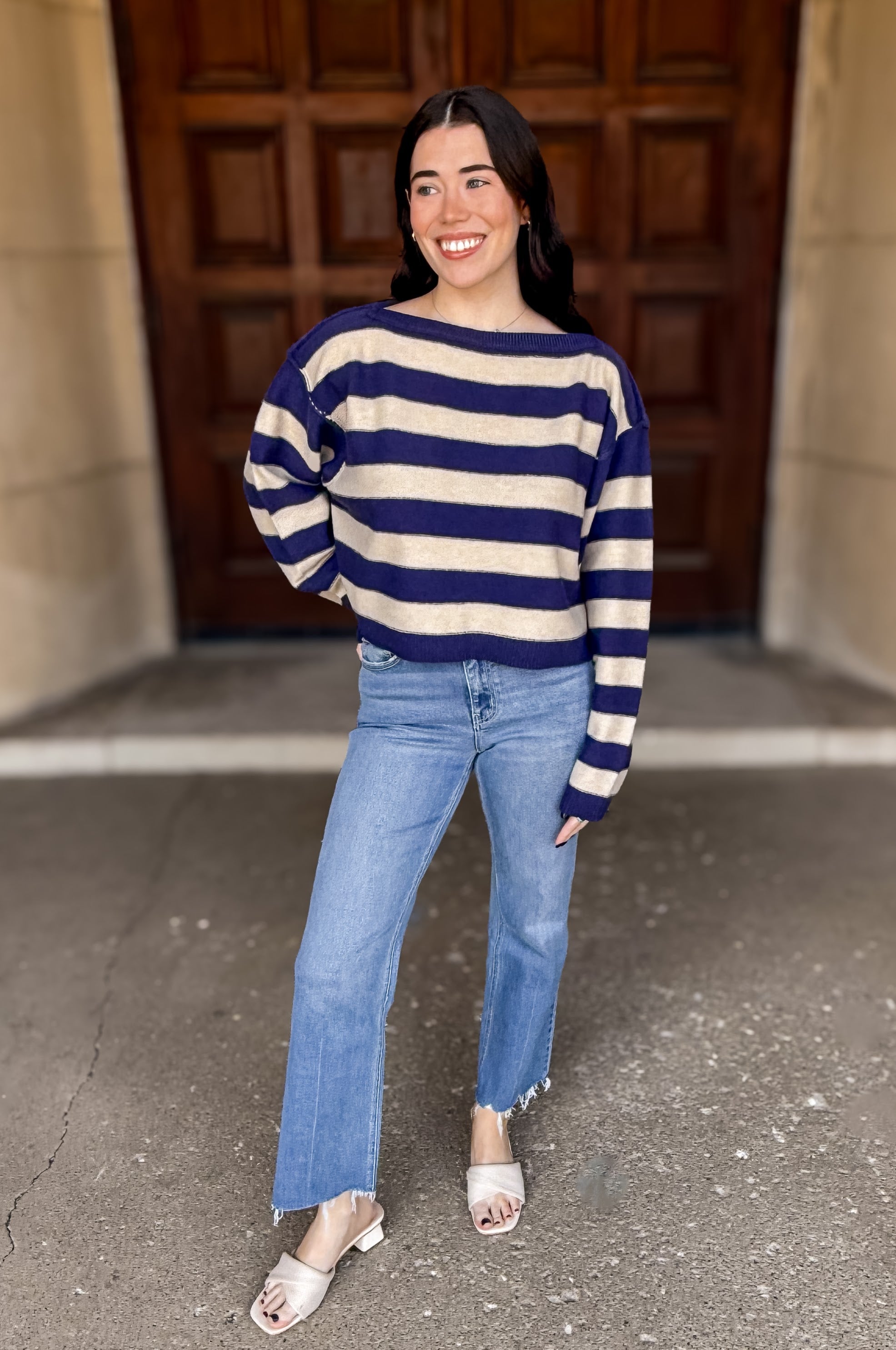 Lucca Stripe Boxy Crop Sweater FINAL SALE