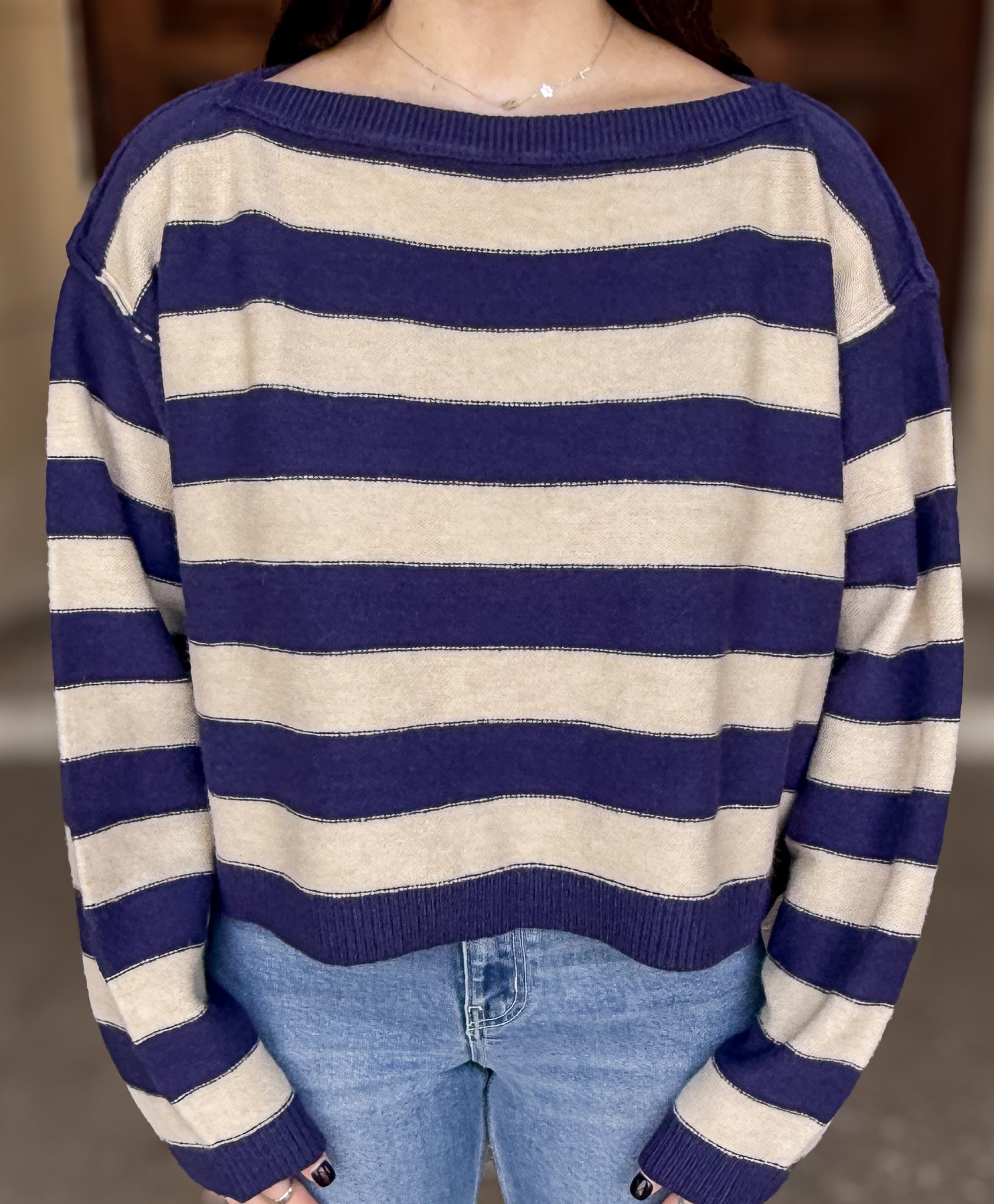 Lucca Stripe Boxy Crop Sweater FINAL SALE