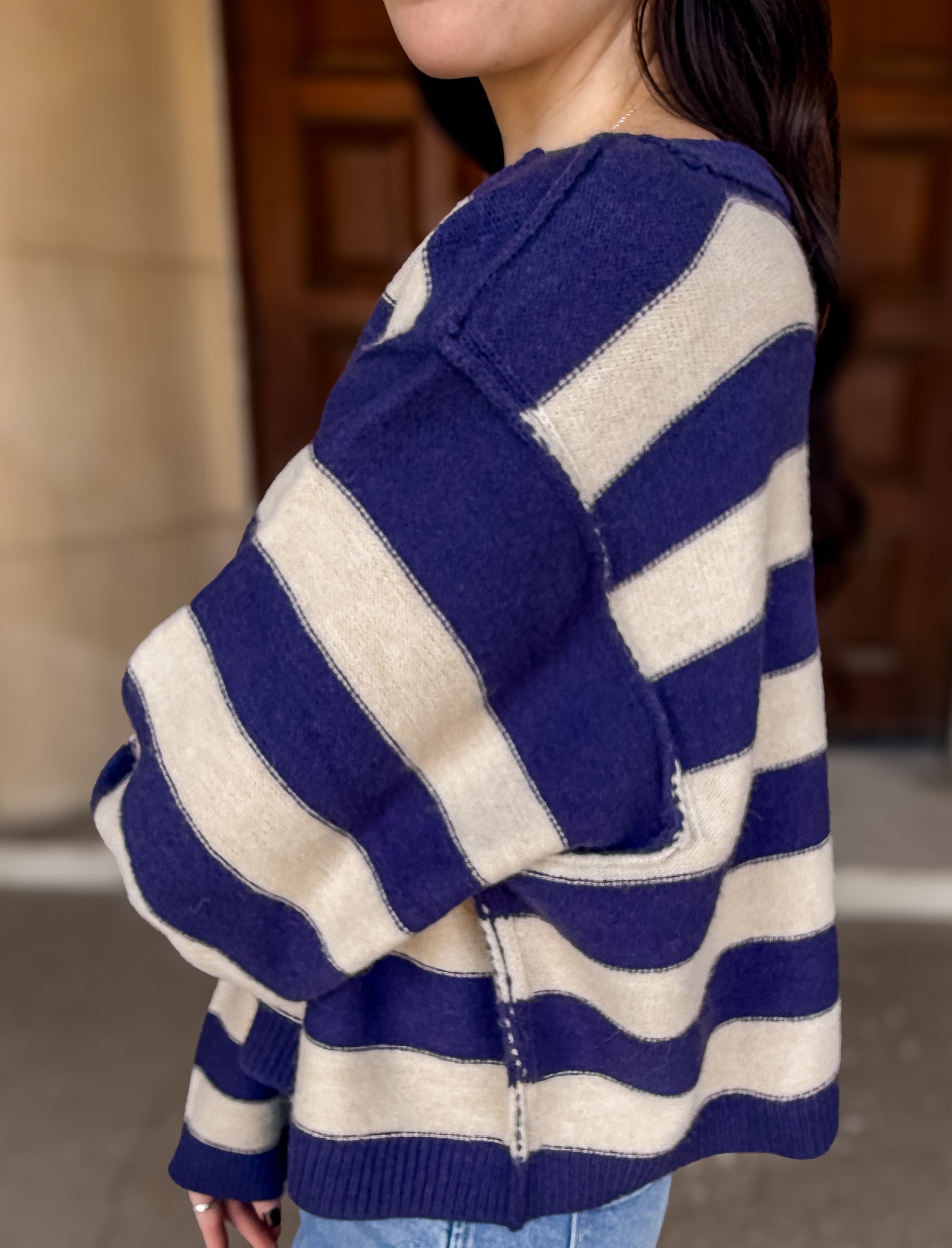 Lucca Stripe Boxy Crop Sweater FINAL SALE