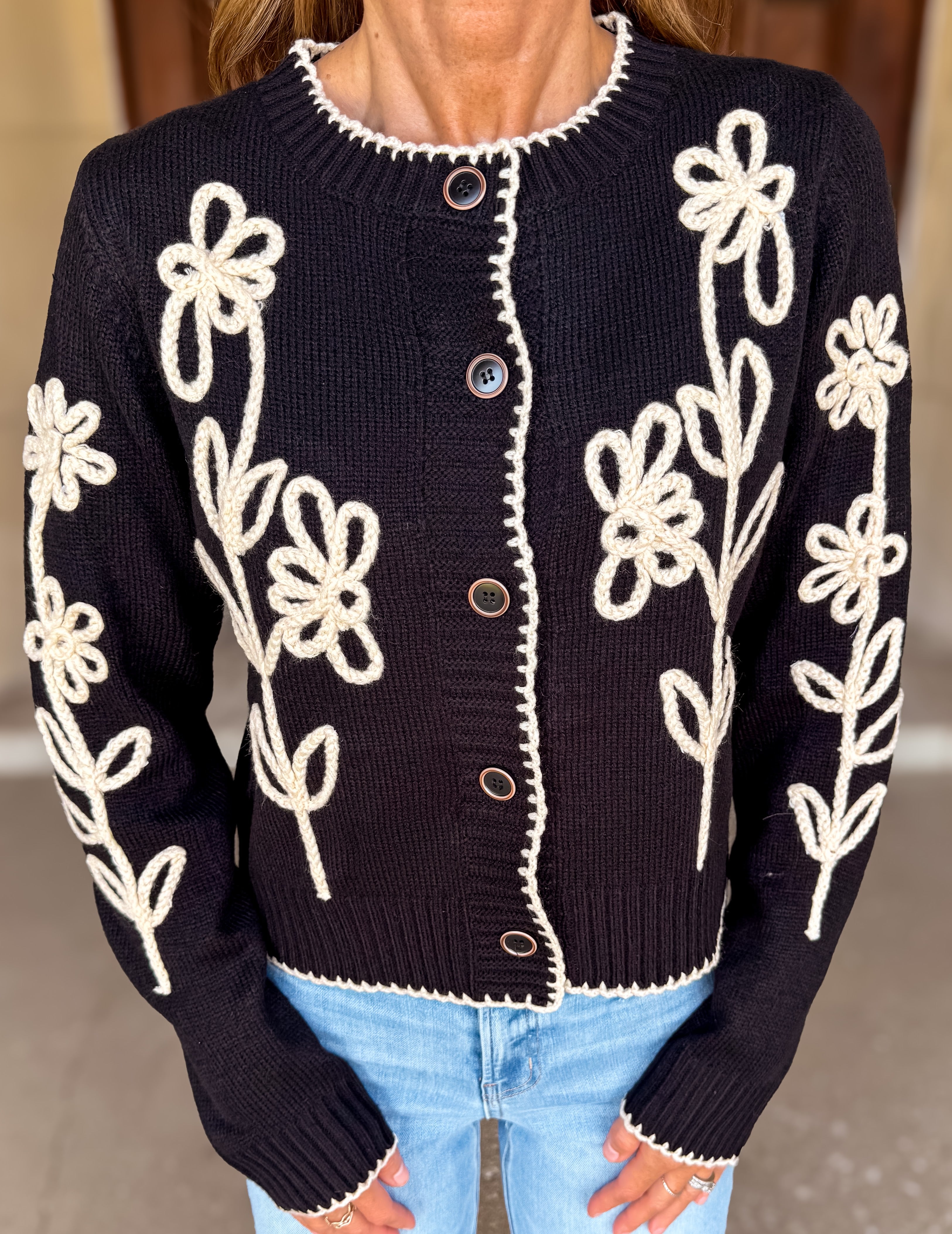 Joelle Floral Applique Cardigan