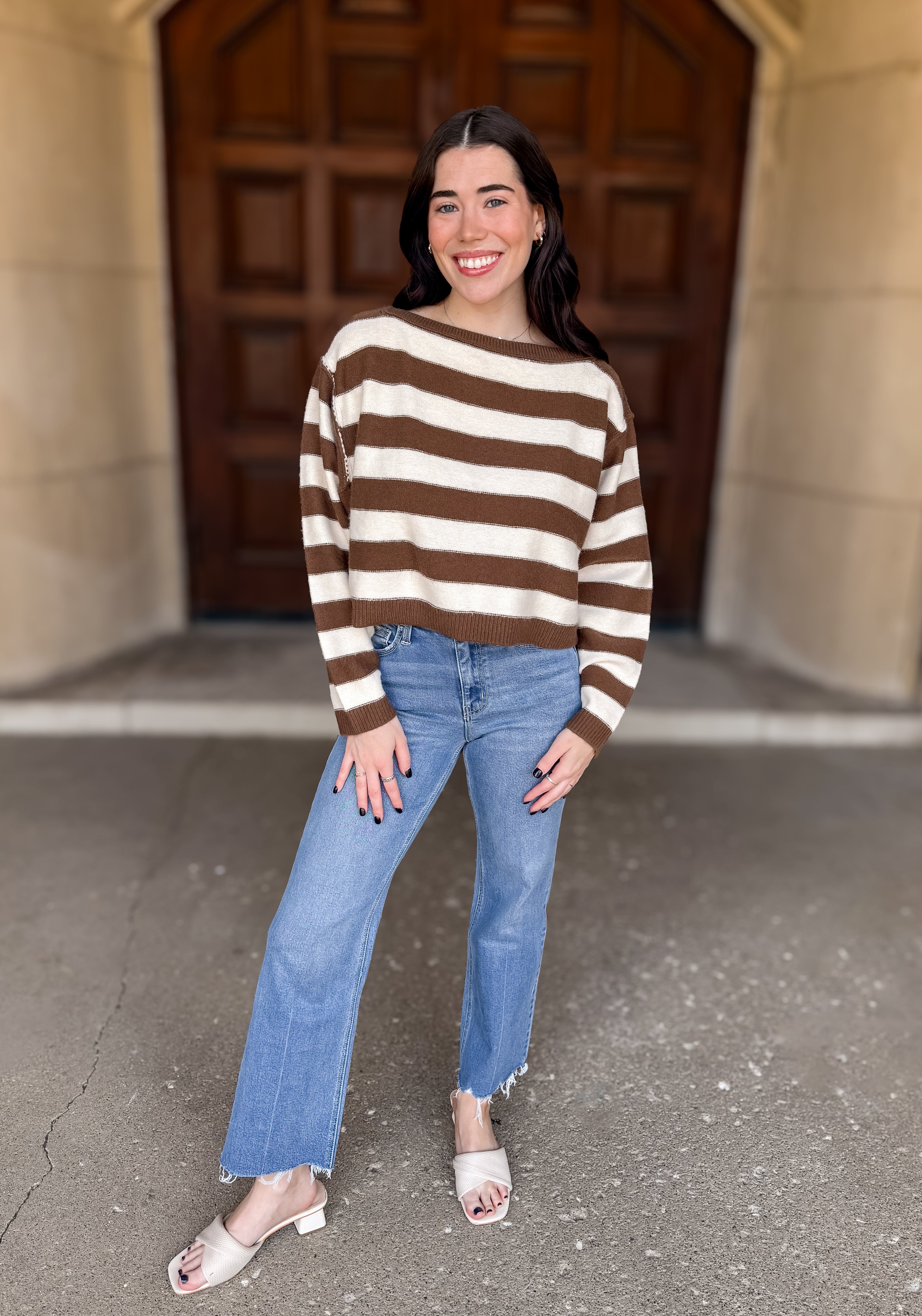 Lucca Stripe Boxy Crop Sweater FINAL SALE