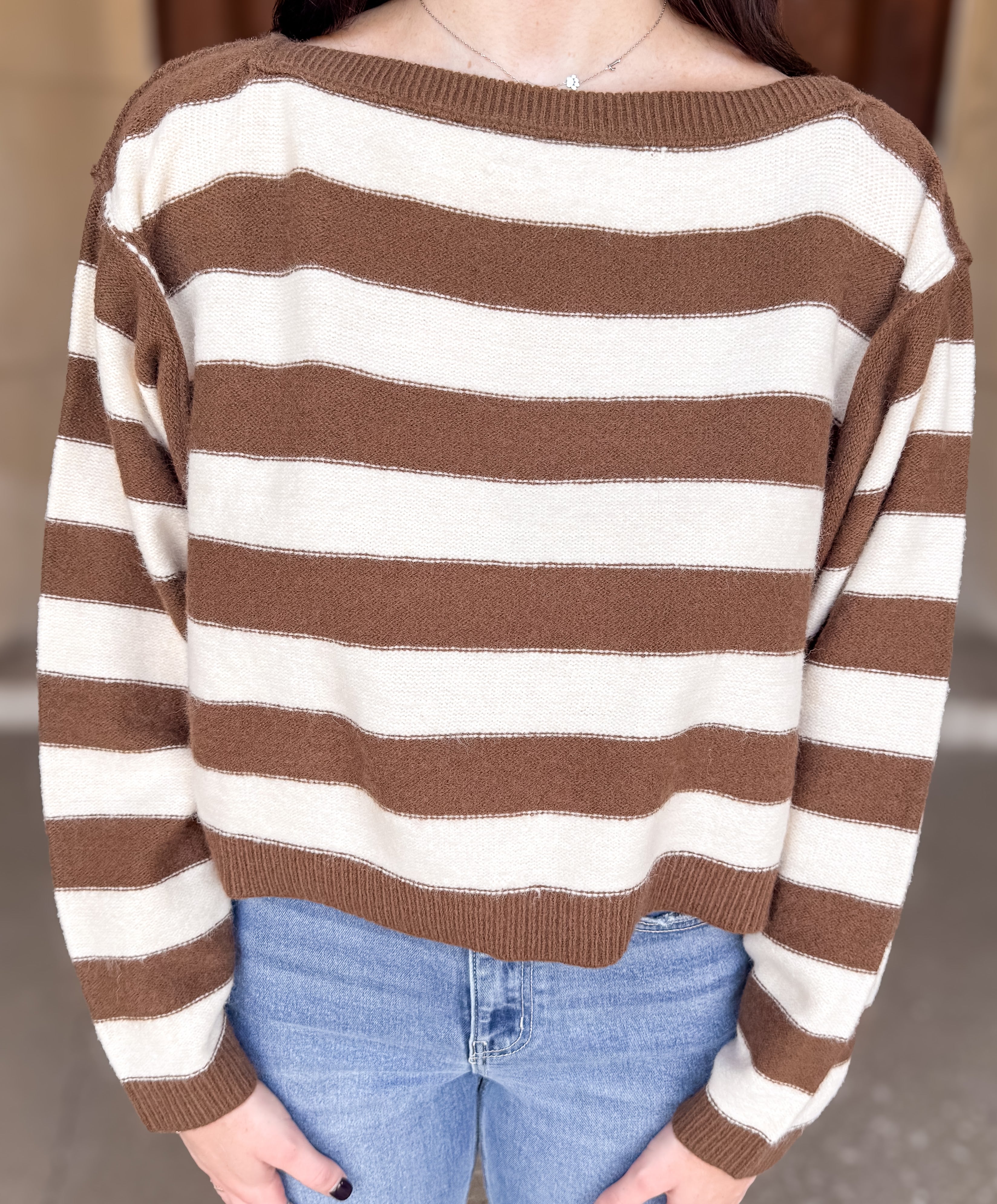 Lucca Stripe Boxy Crop Sweater FINAL SALE