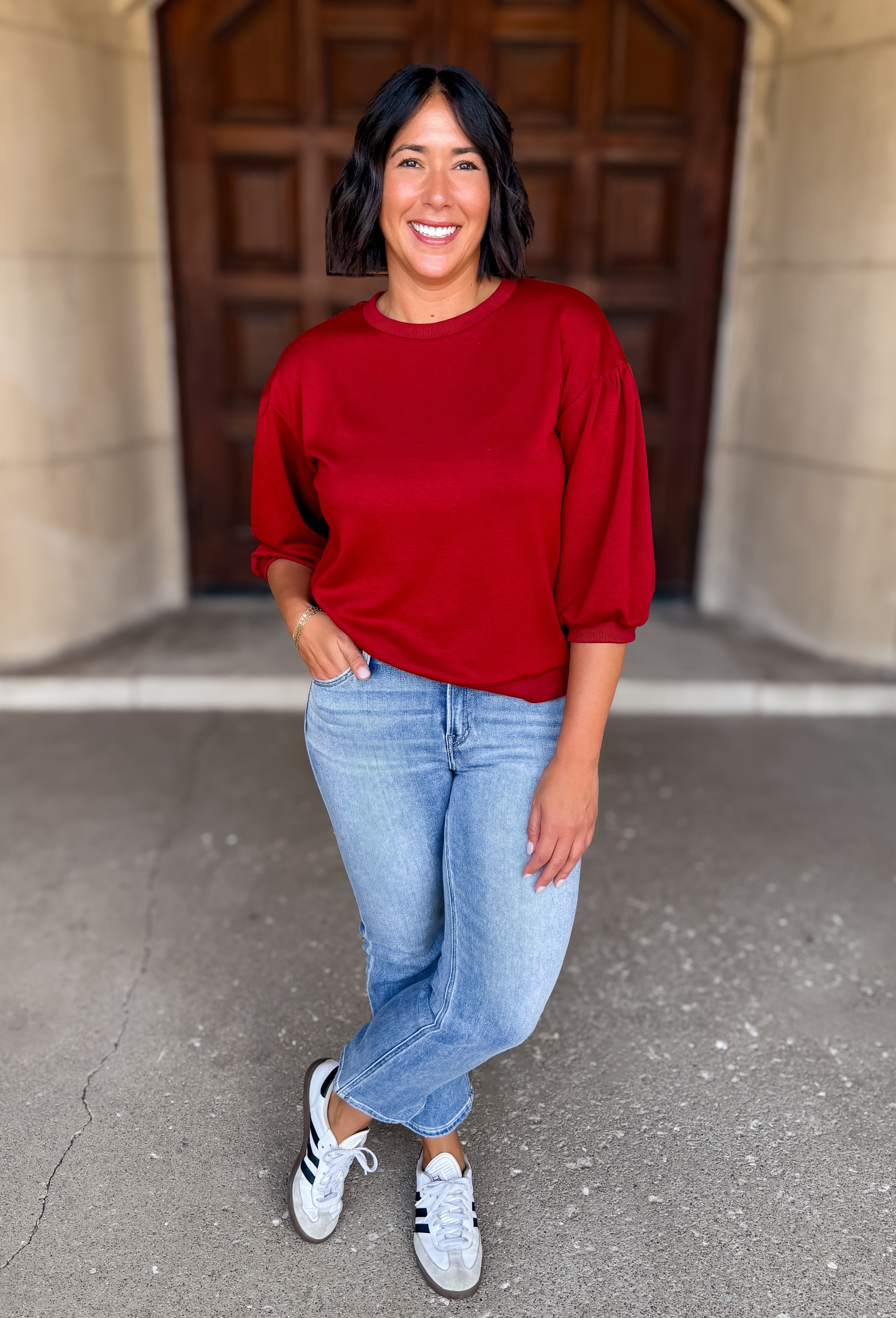 Dahlia Crew Neck Puff Top