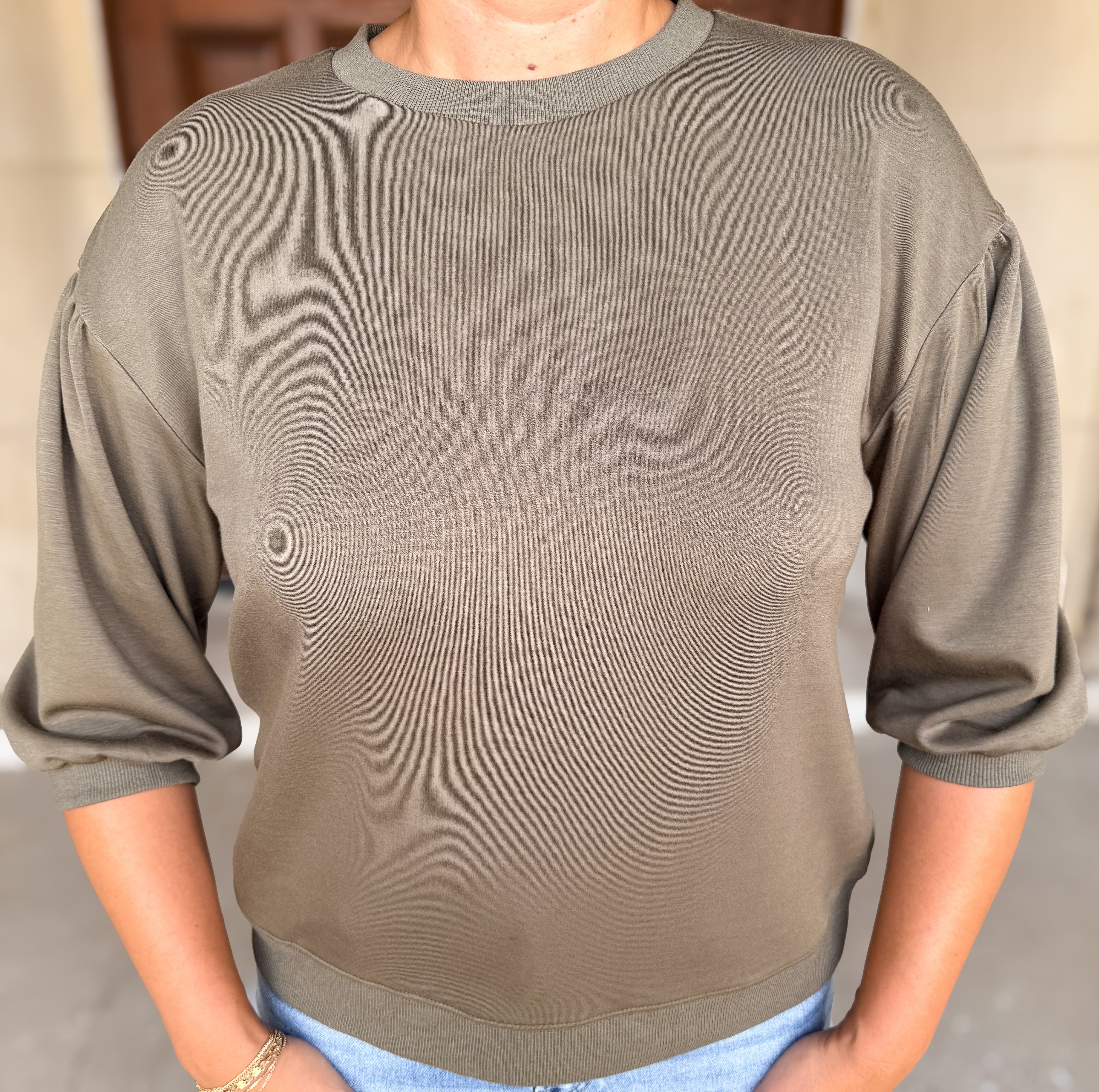 Dahlia Crew Neck Puff Top