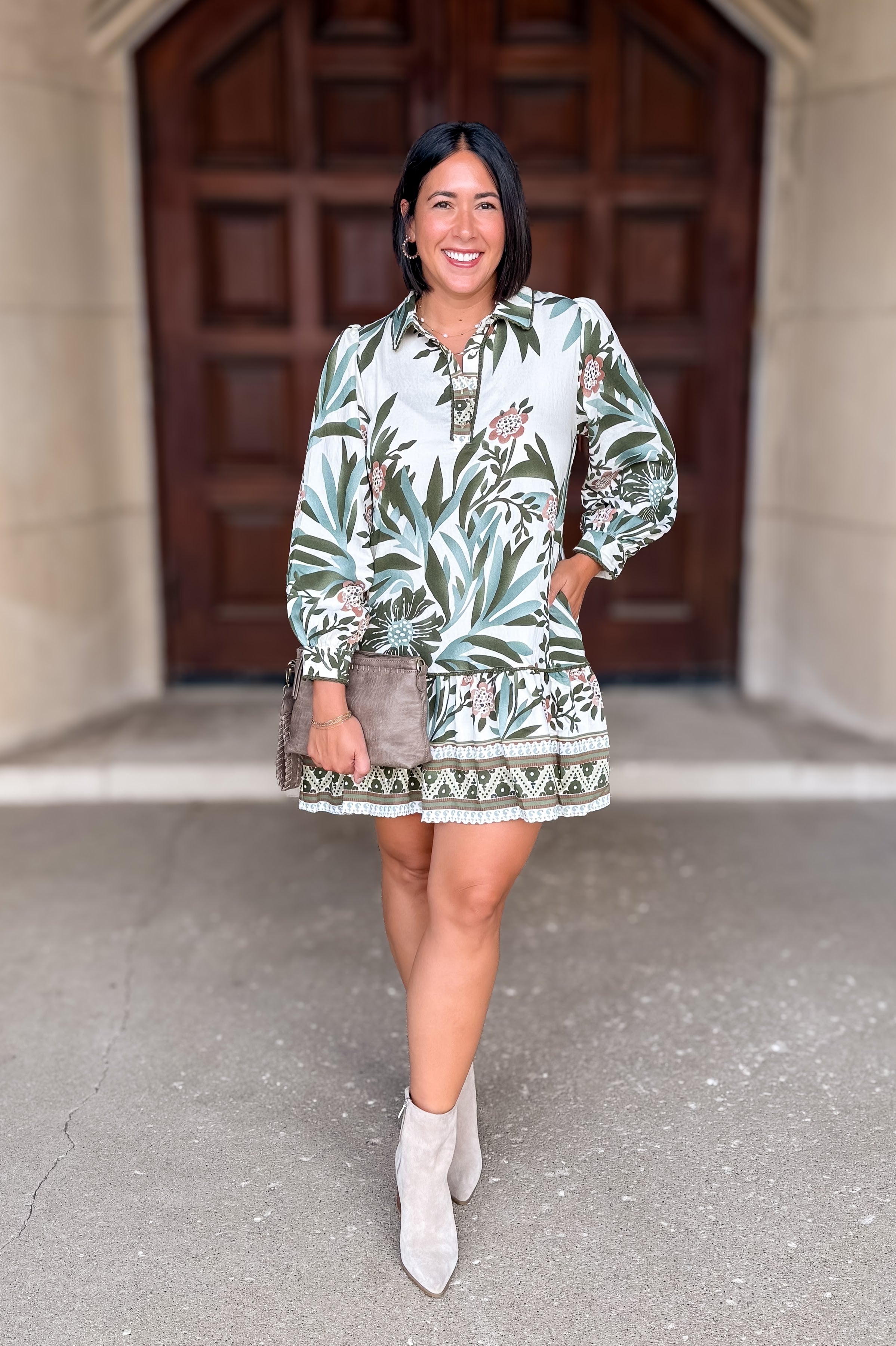 Sabrina Printed Flounce Shirt Dress