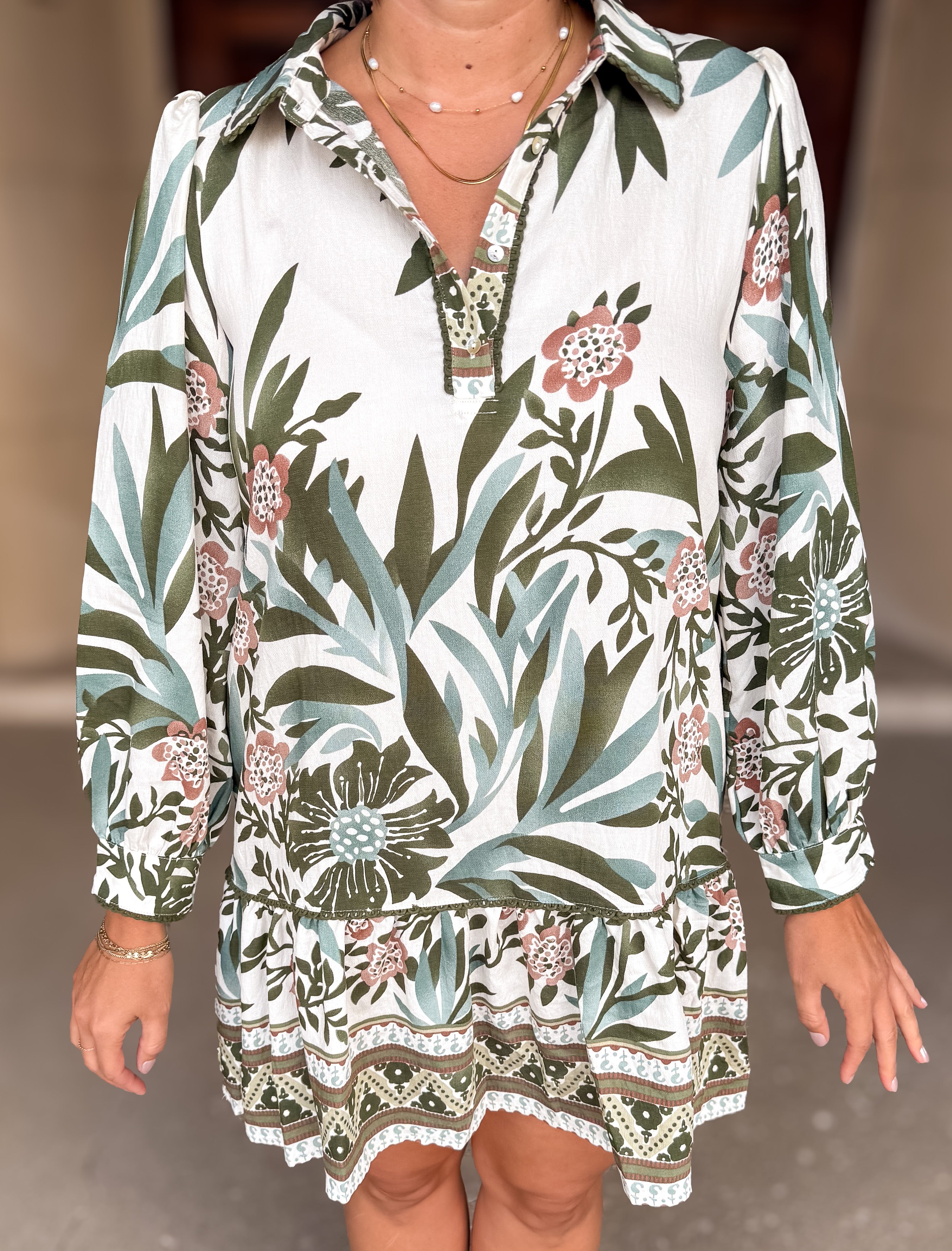 Sabrina Printed Flounce Shirt Dress