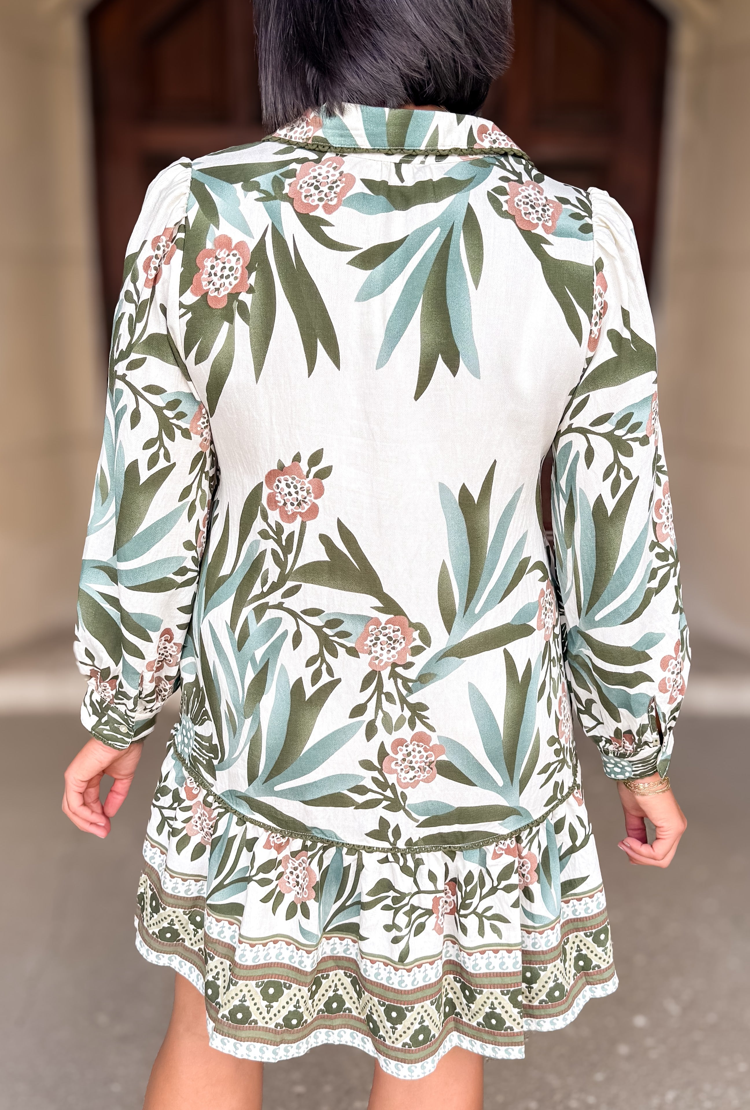 Sabrina Printed Flounce Shirt Dress