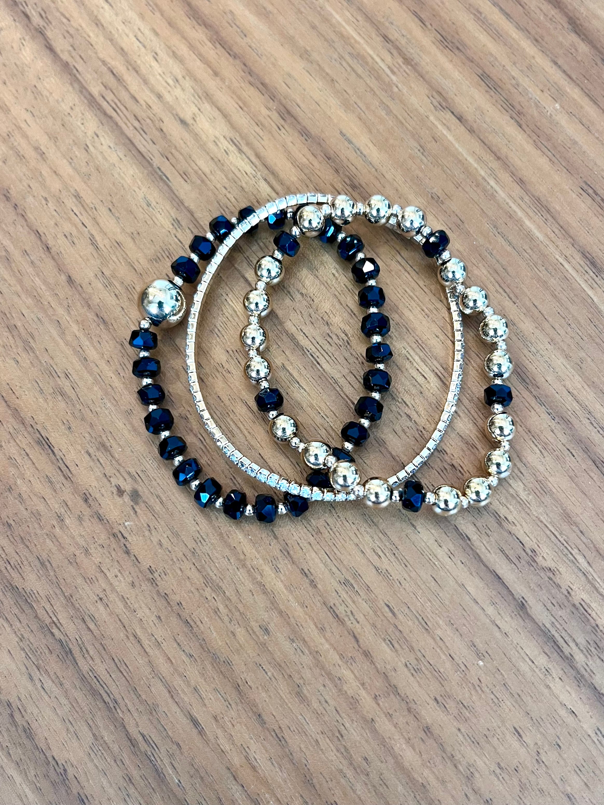 Crystal and Bead Bracelet Set