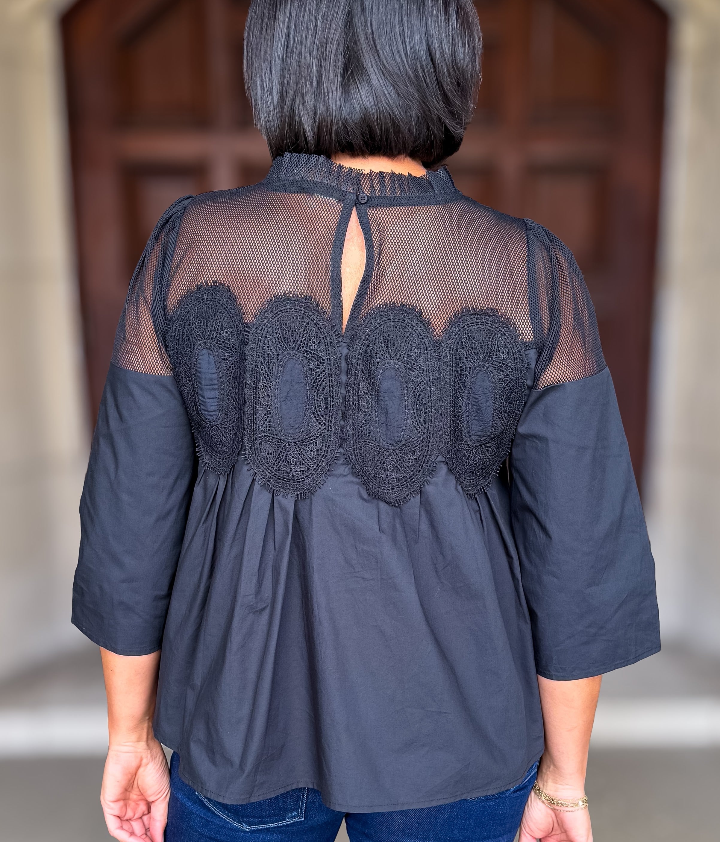 Blakely Mix Media Lace Top